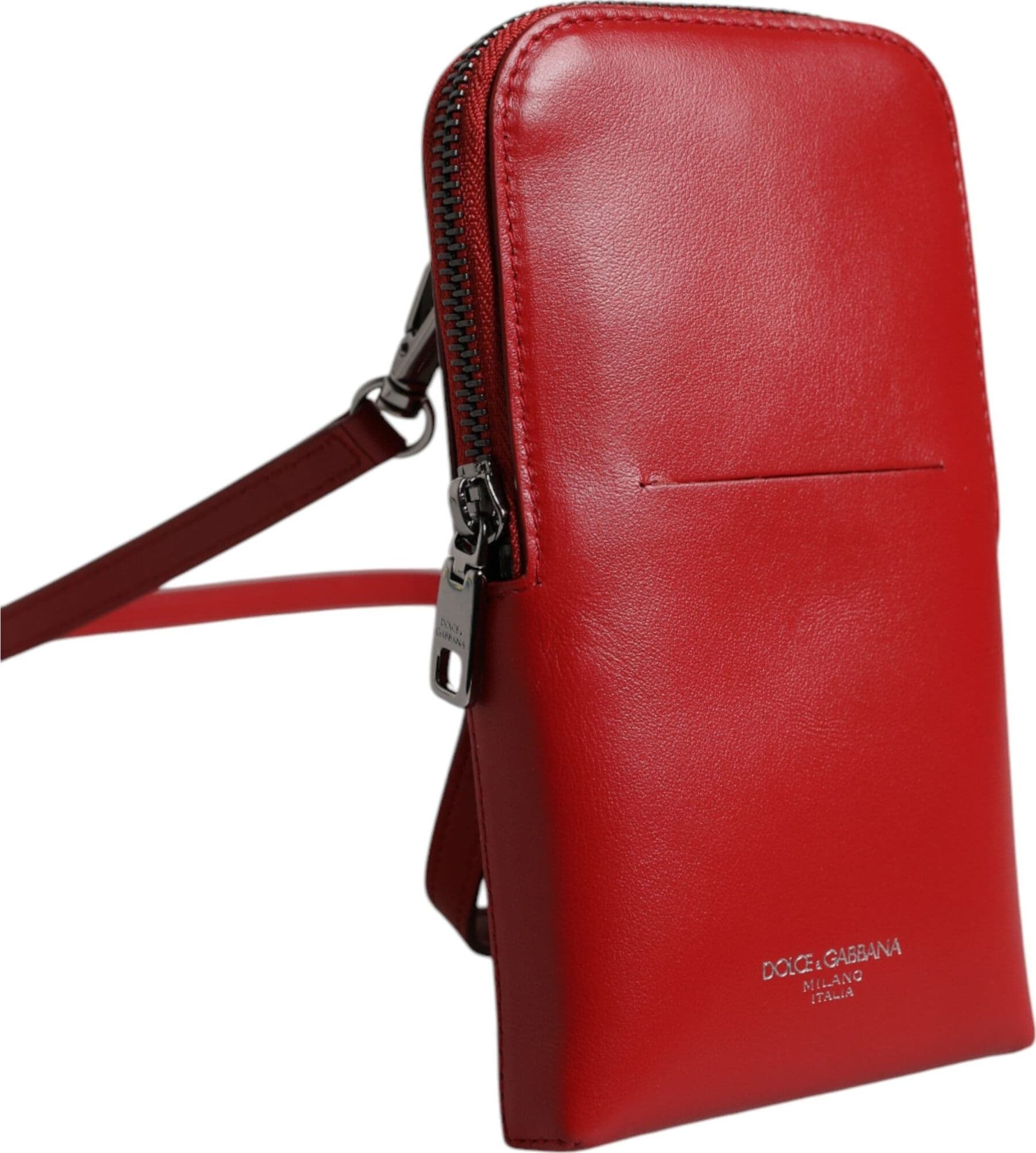 Red Leather Purse Phone Sling Crossbody Neck Strap Bag - 3