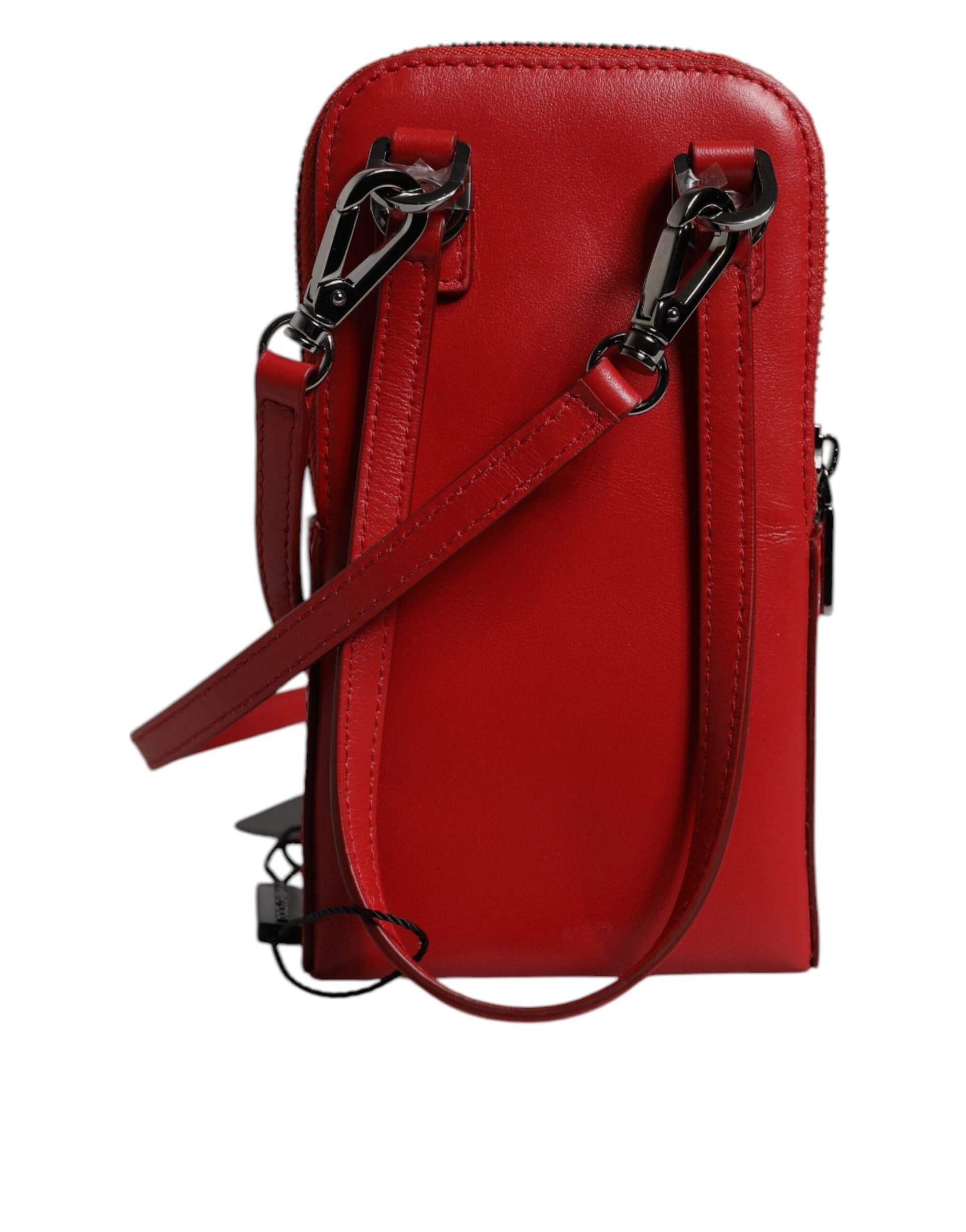 Red Leather Purse Phone Sling Crossbody Neck Strap Bag - 4