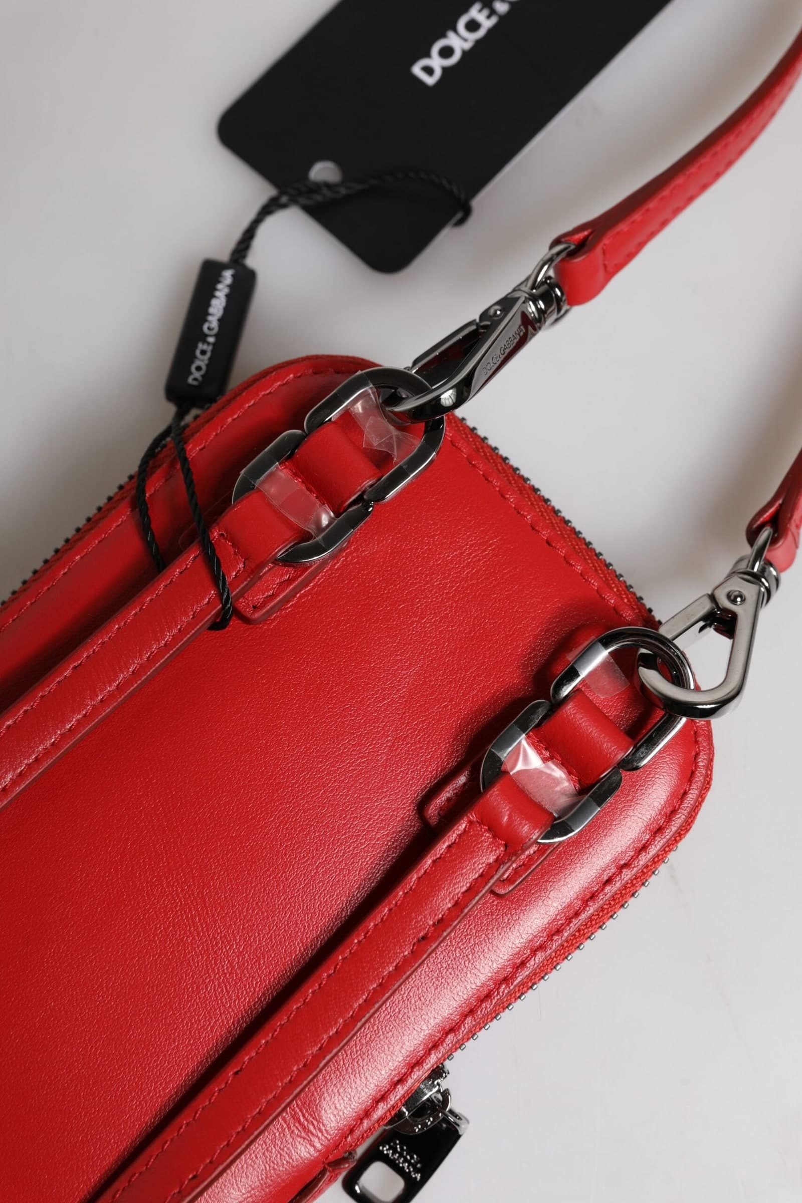 Red Leather Purse Phone Sling Crossbody Neck Strap Bag - 6