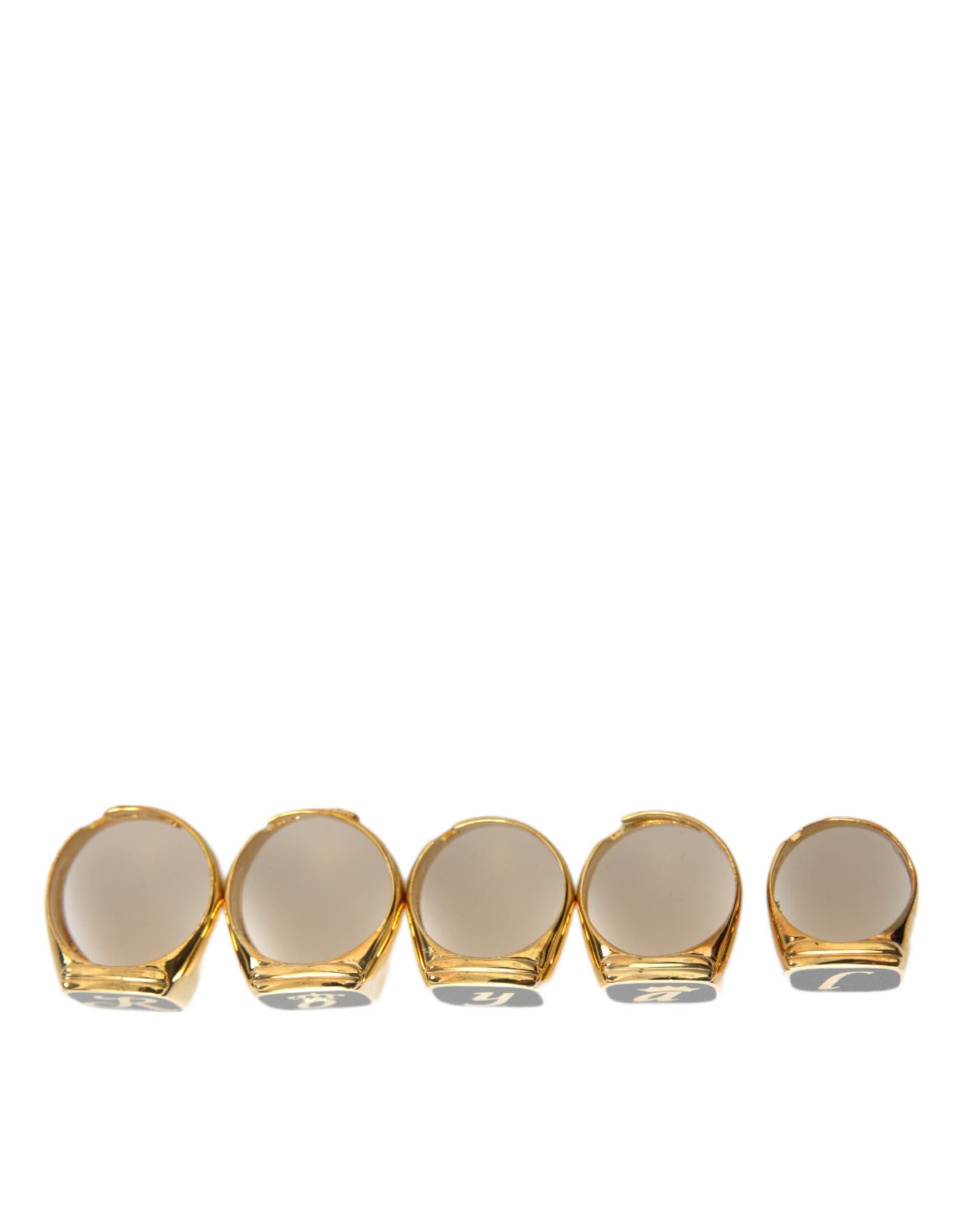 Gold Brass ROYAL Enamel Set of 5 Ring - 2