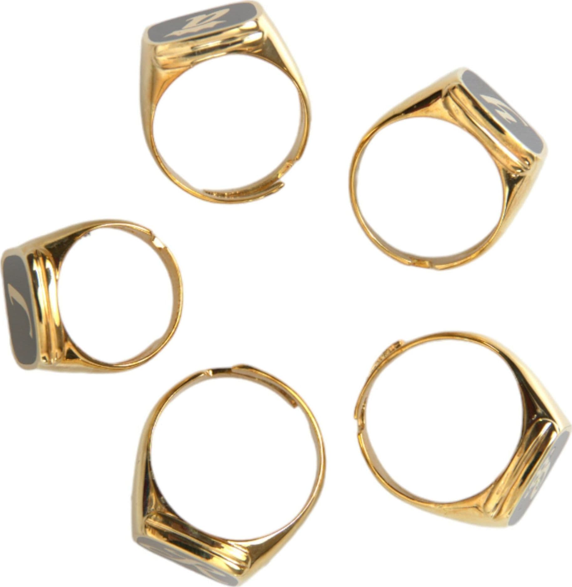 Gold Brass ROYAL Enamel Set of 5 Ring - 6