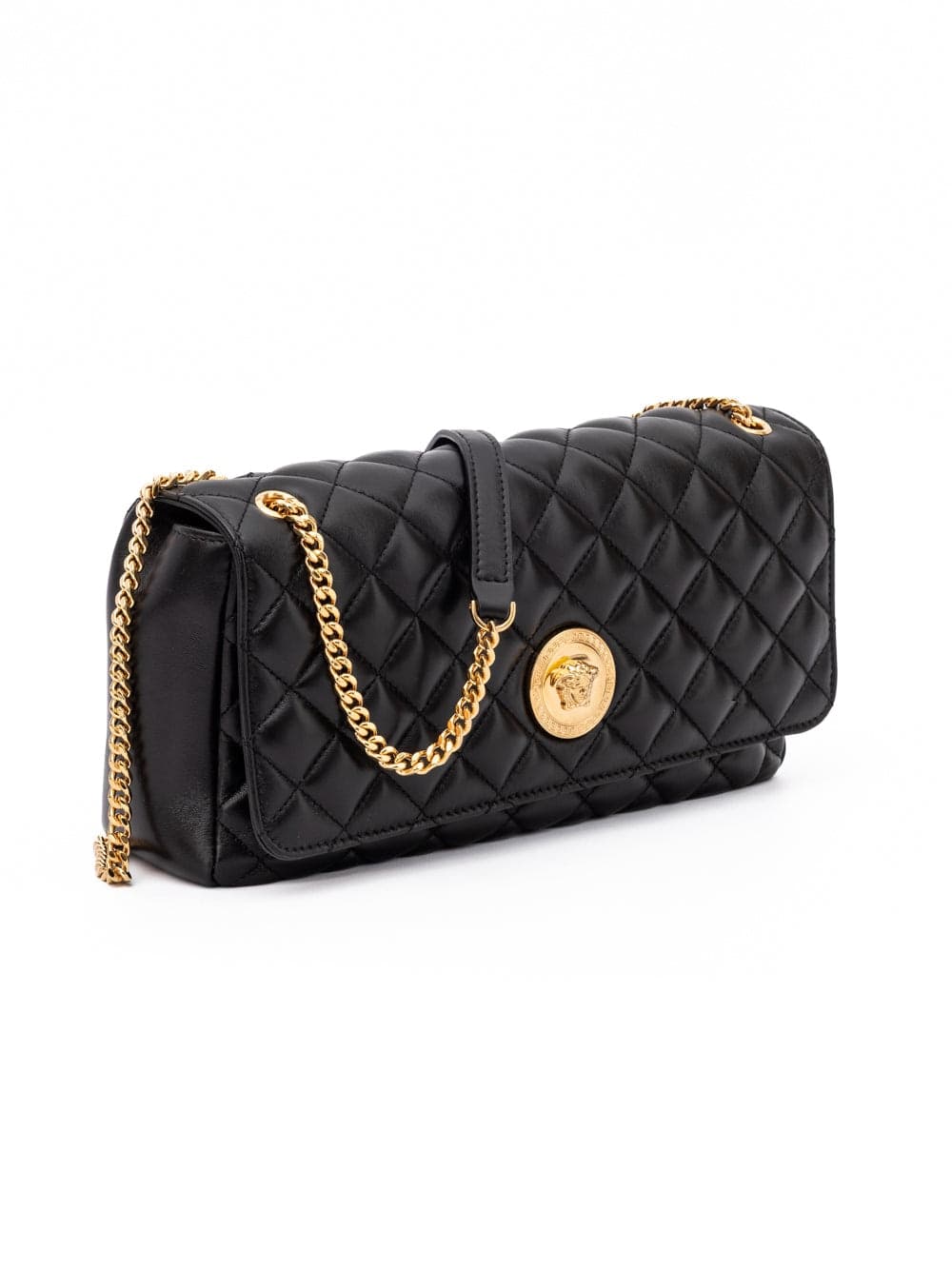 Black Quilted Leather Shoulder Strap Bag - 2