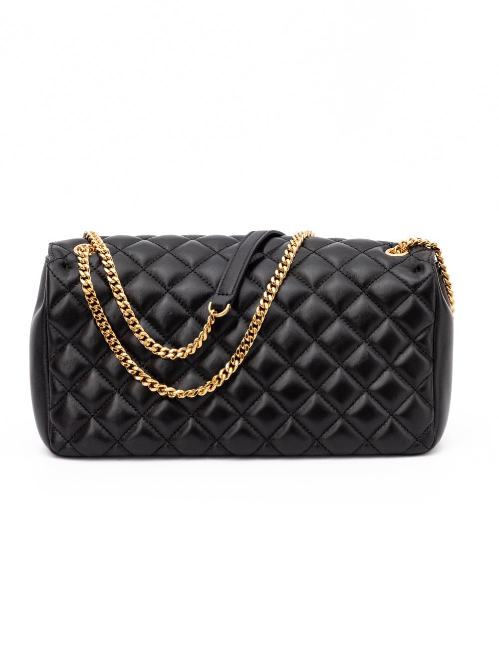 Black Quilted Leather Shoulder Strap Bag - 3