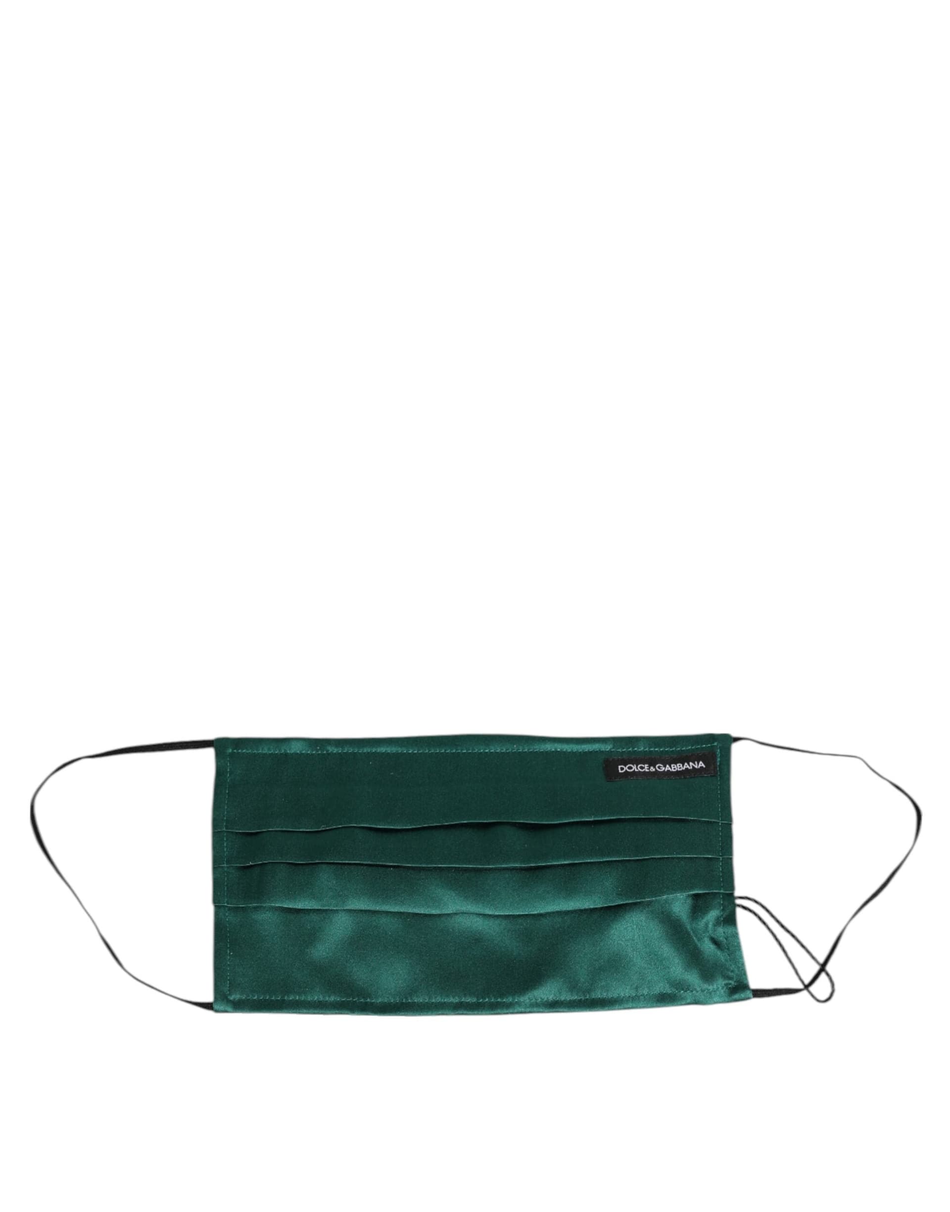 Green Silk Pleated Elastic Ear Strap Face Mask - 2