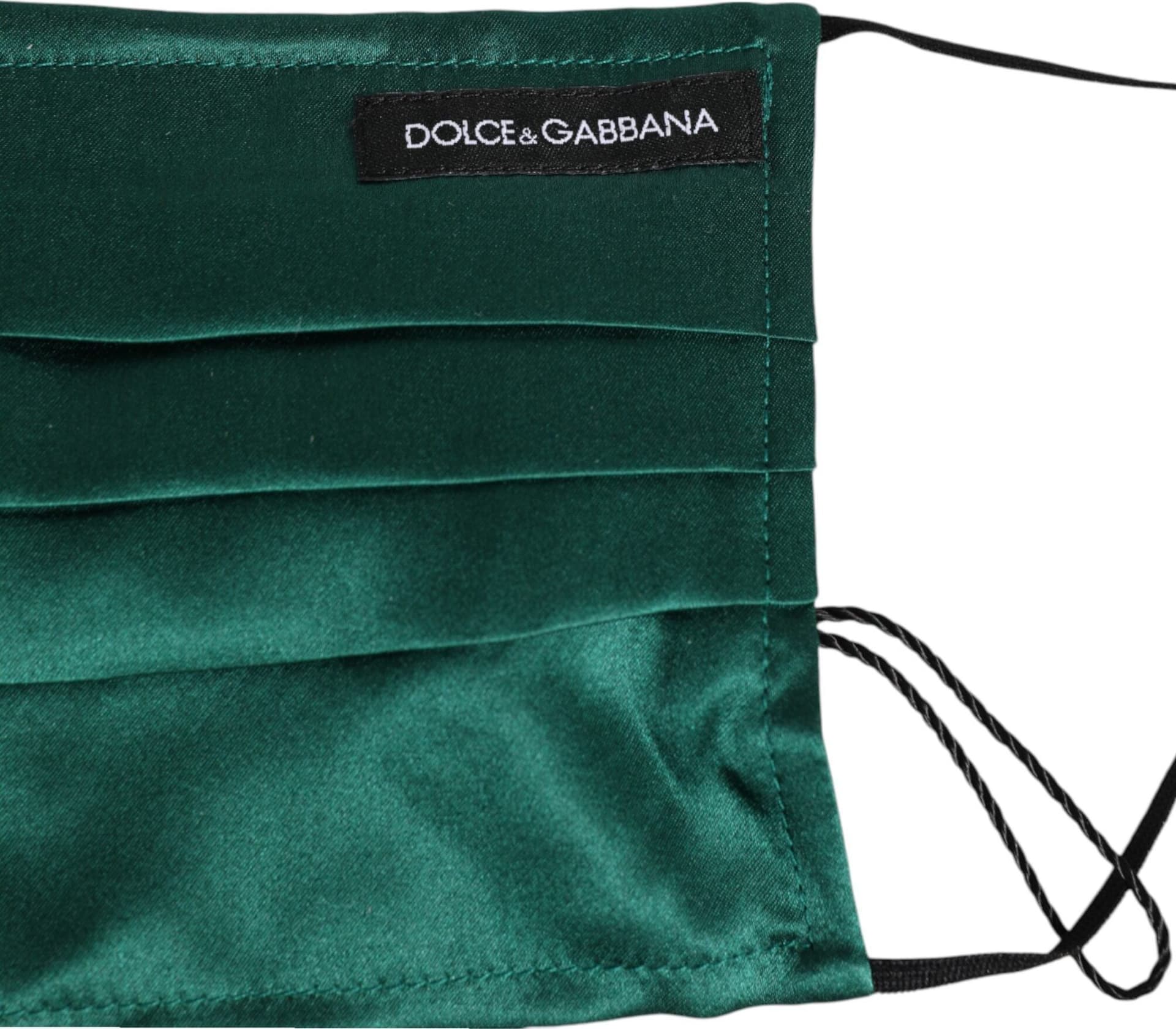 Green Silk Pleated Elastic Ear Strap Face Mask - 4