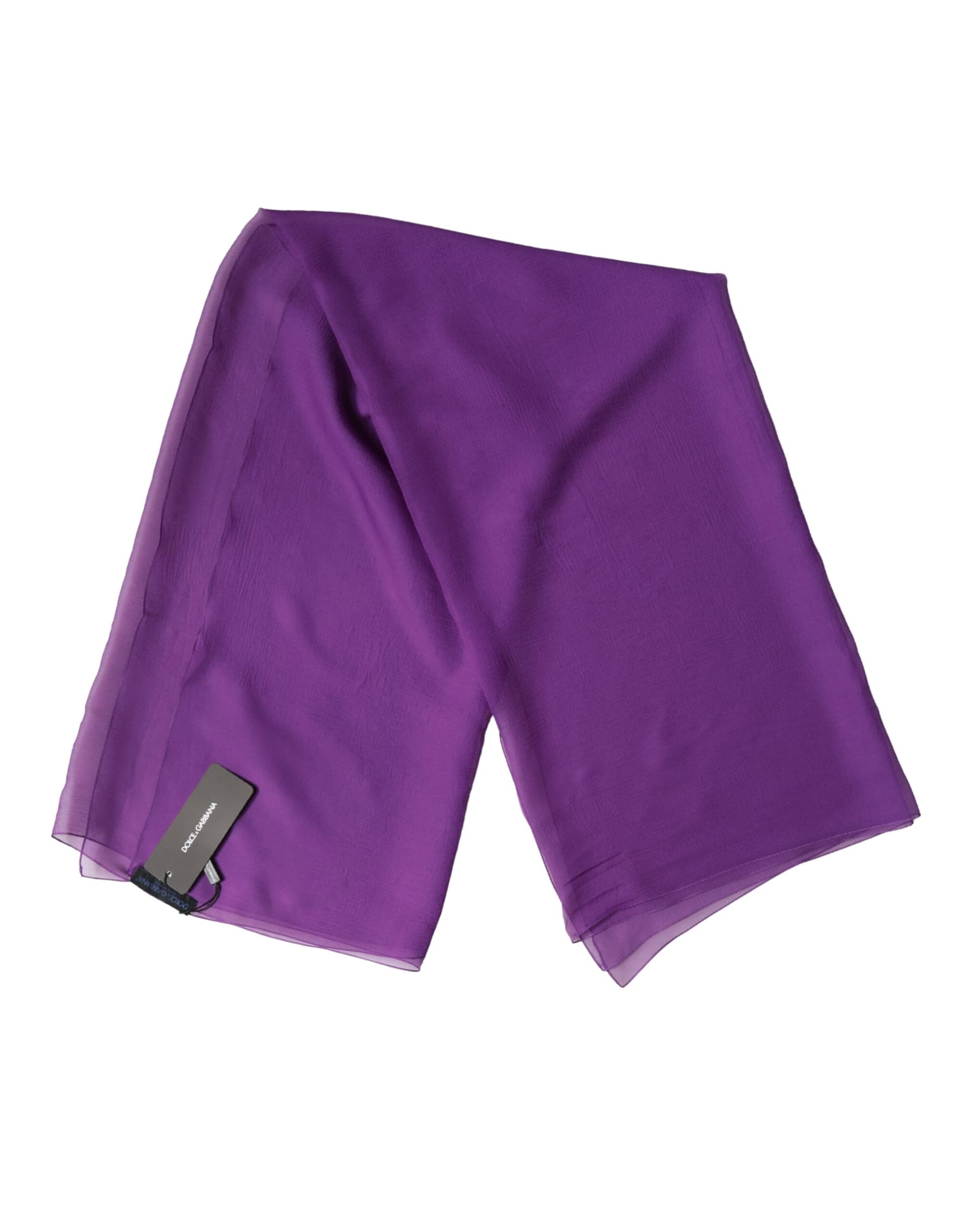 Purple Silk Neck Wrap Shawl Foulard 134cm x 131cm  Scarf - 2