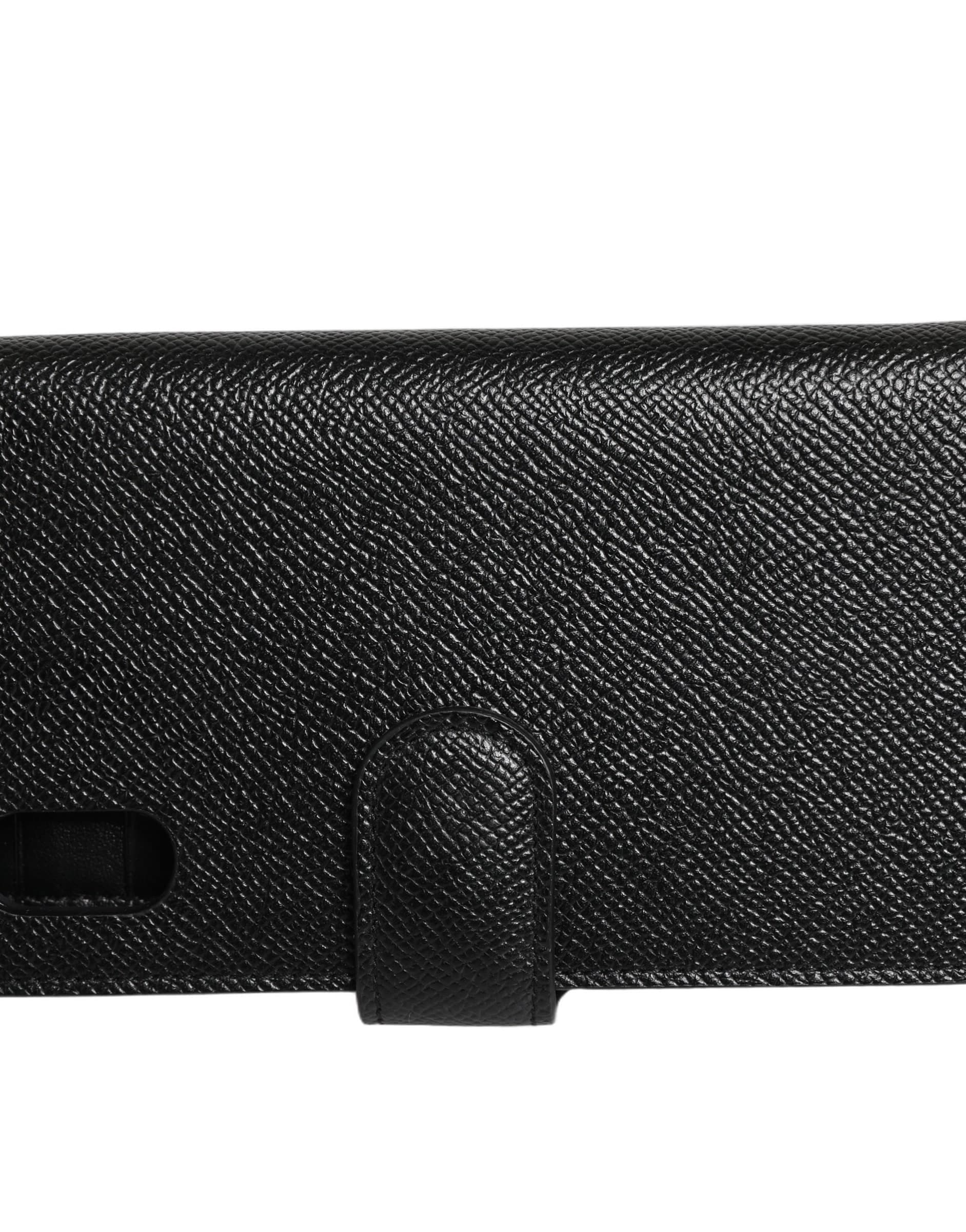 Case Flip Cover Black Calf Leather iPhone X - XS Phone - 4
