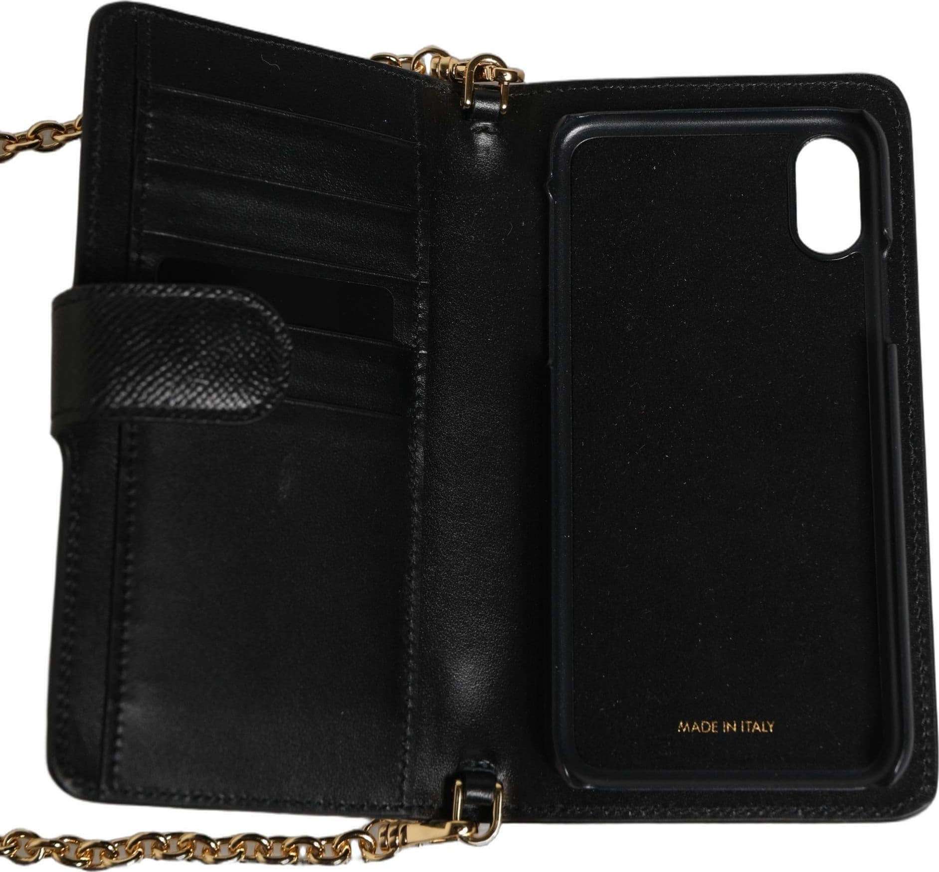 Case Flip Cover Black Calf Leather iPhone X - XS Phone - 6