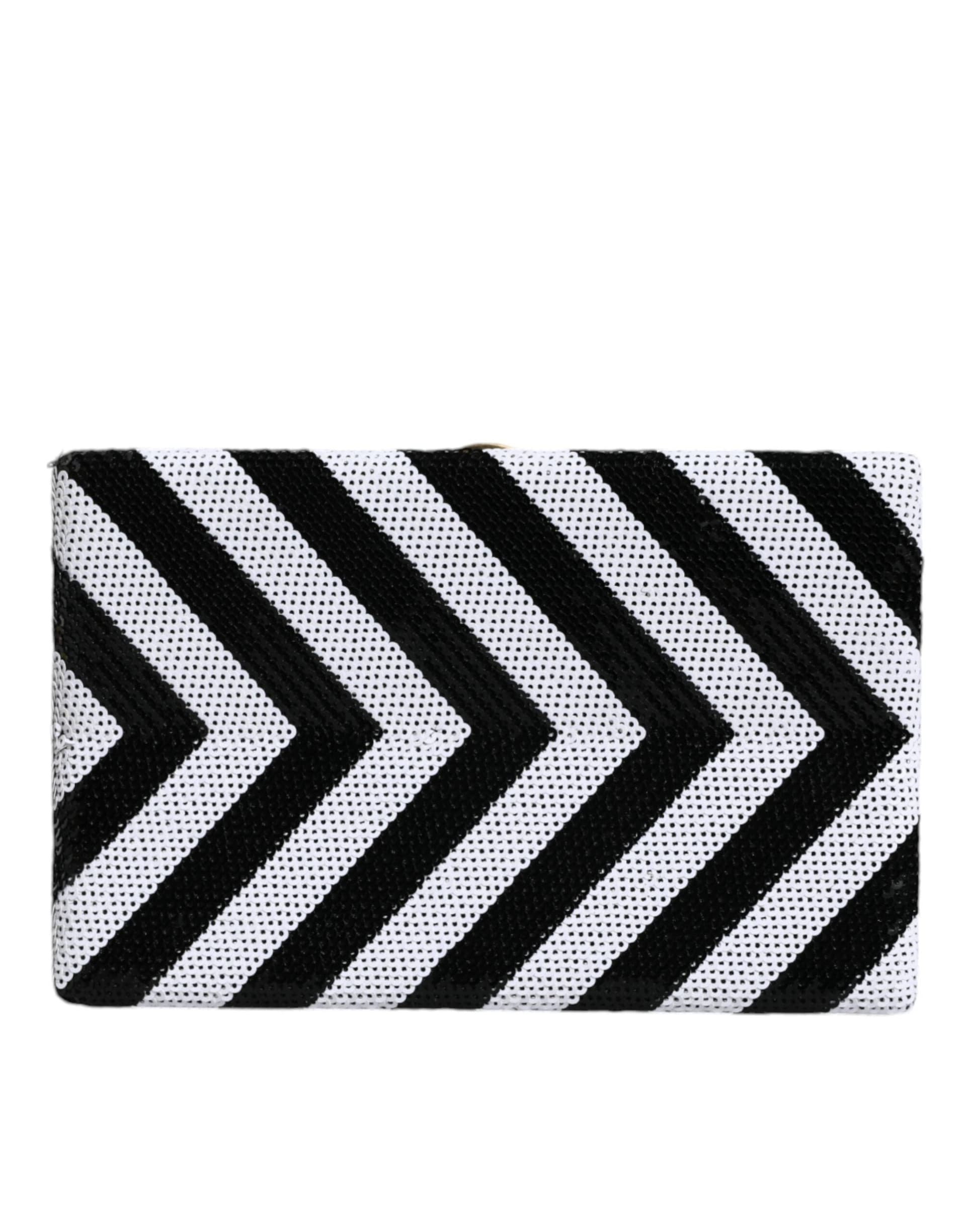 Black White Gold Frame Clutch Evening Party Purse Bag - 2