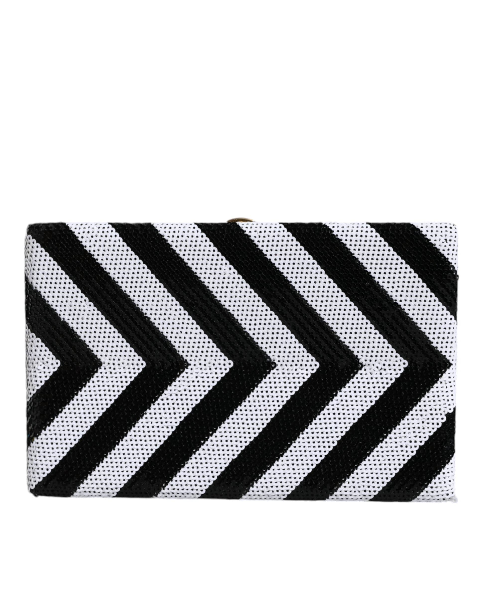 Black White Gold Frame Clutch Evening Party Purse Bag - 4