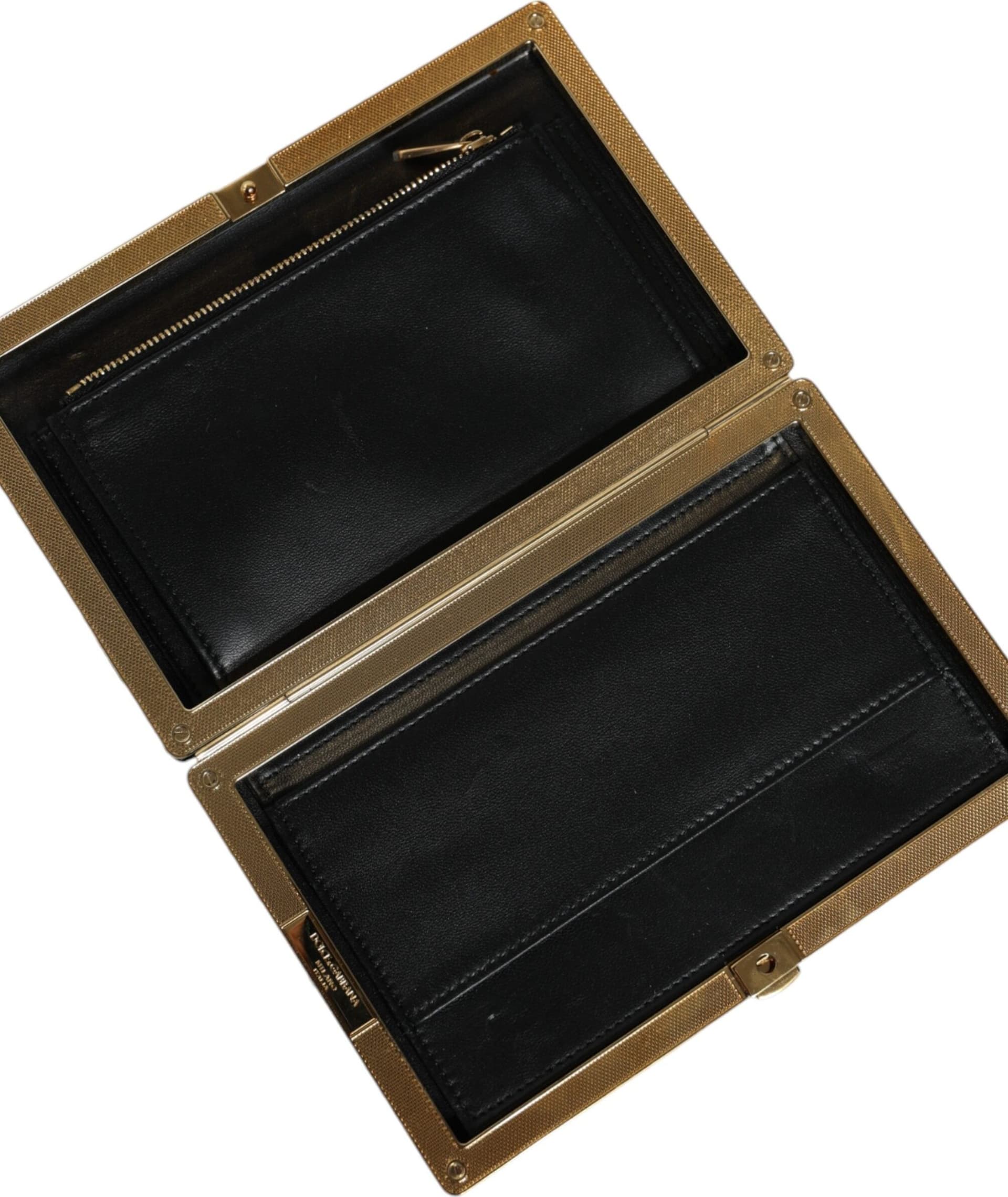 Black White Gold Frame Clutch Evening Party Purse Bag - 8