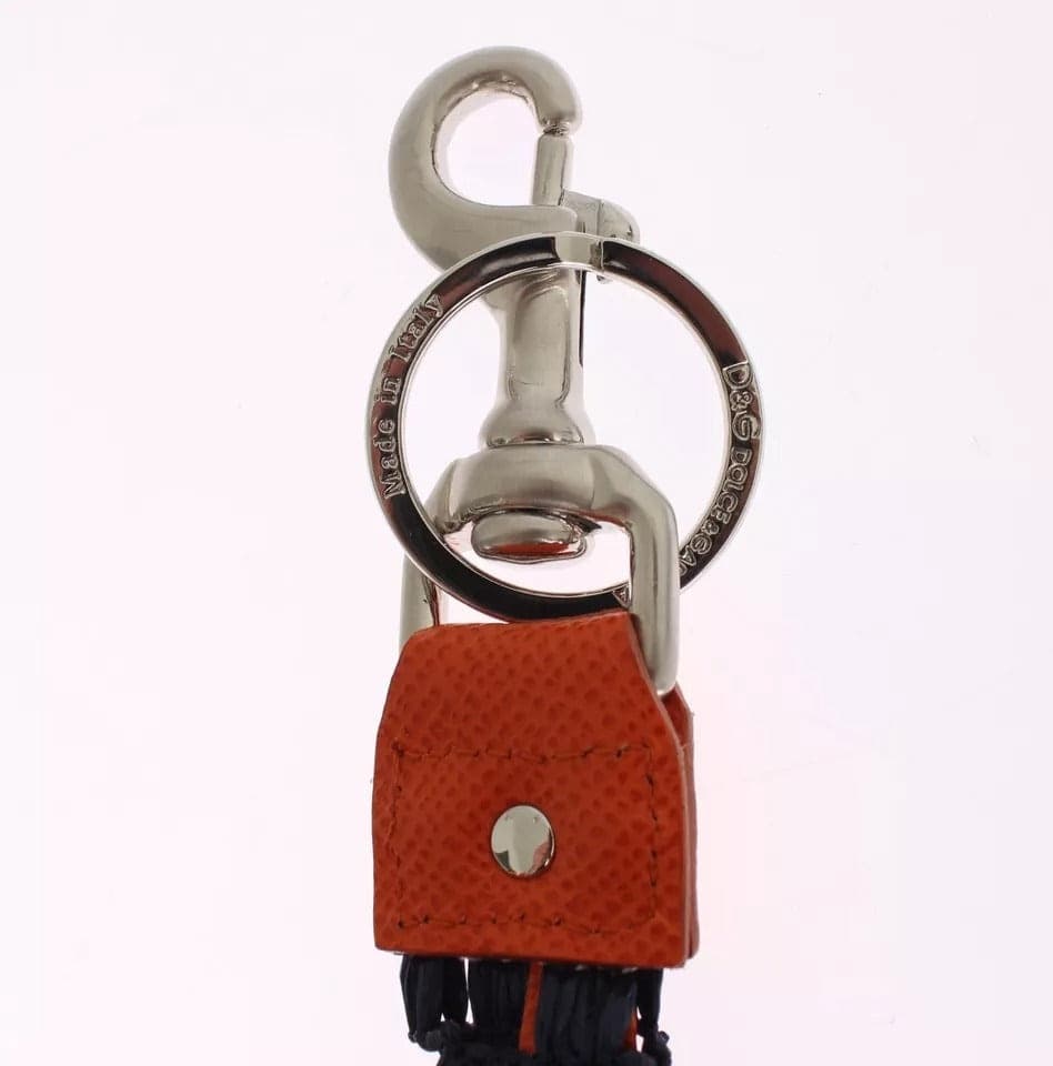 Red Yellow Raffia Leather Clasp Finder Keyring Keychain - 4
