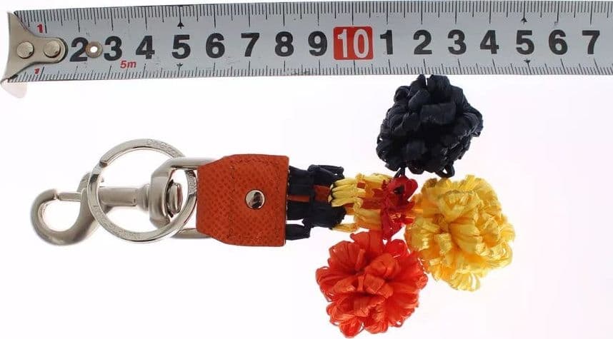 Red Yellow Raffia Leather Clasp Finder Keyring Keychain - 5
