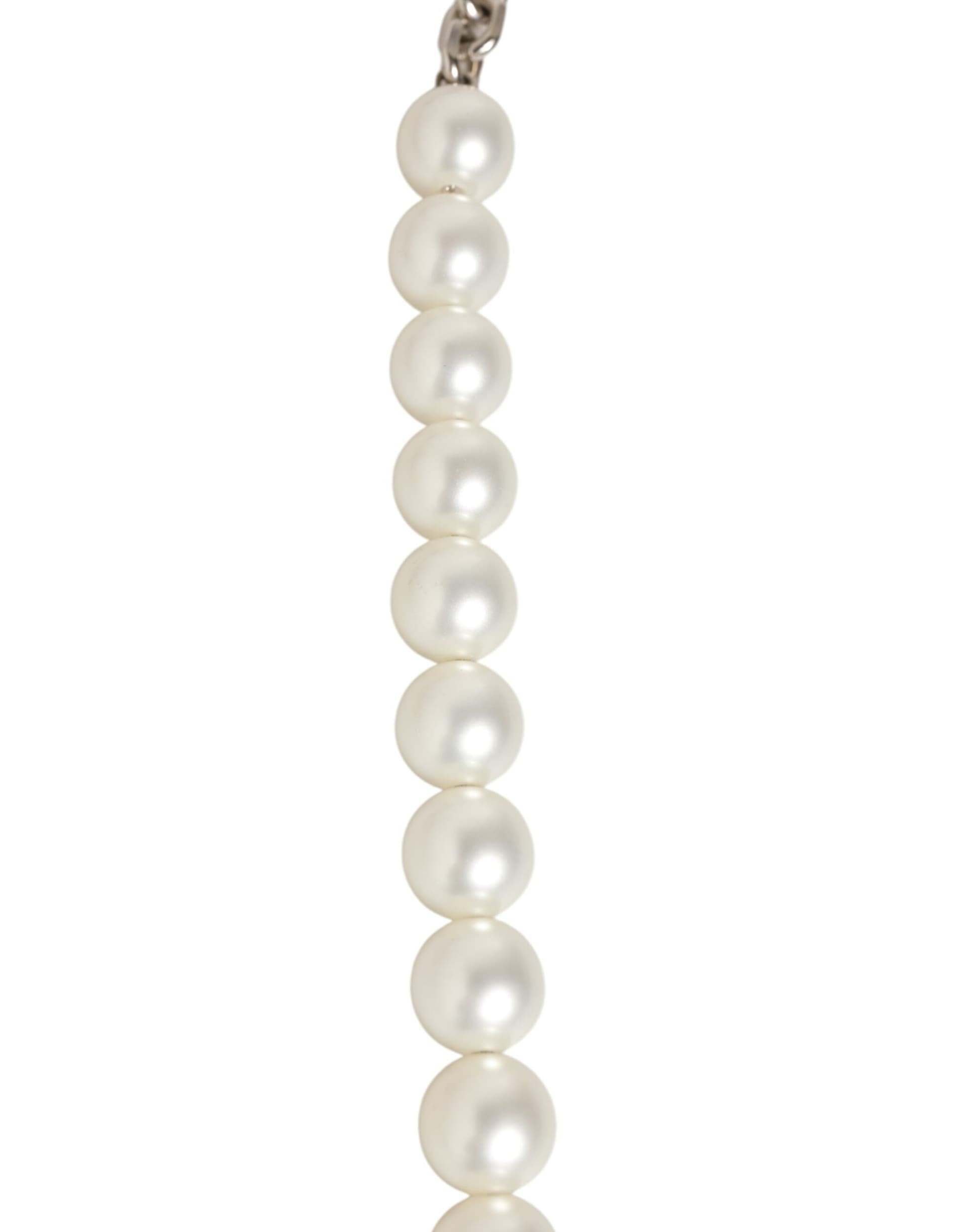 Black Leather Pearl Chain Bag Accessory Shoulder Strap - 4