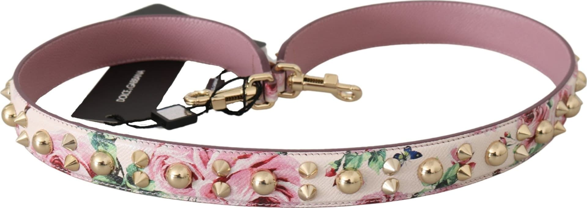 Pink Floral Leather Stud Accessory Shoulder Strap - 2