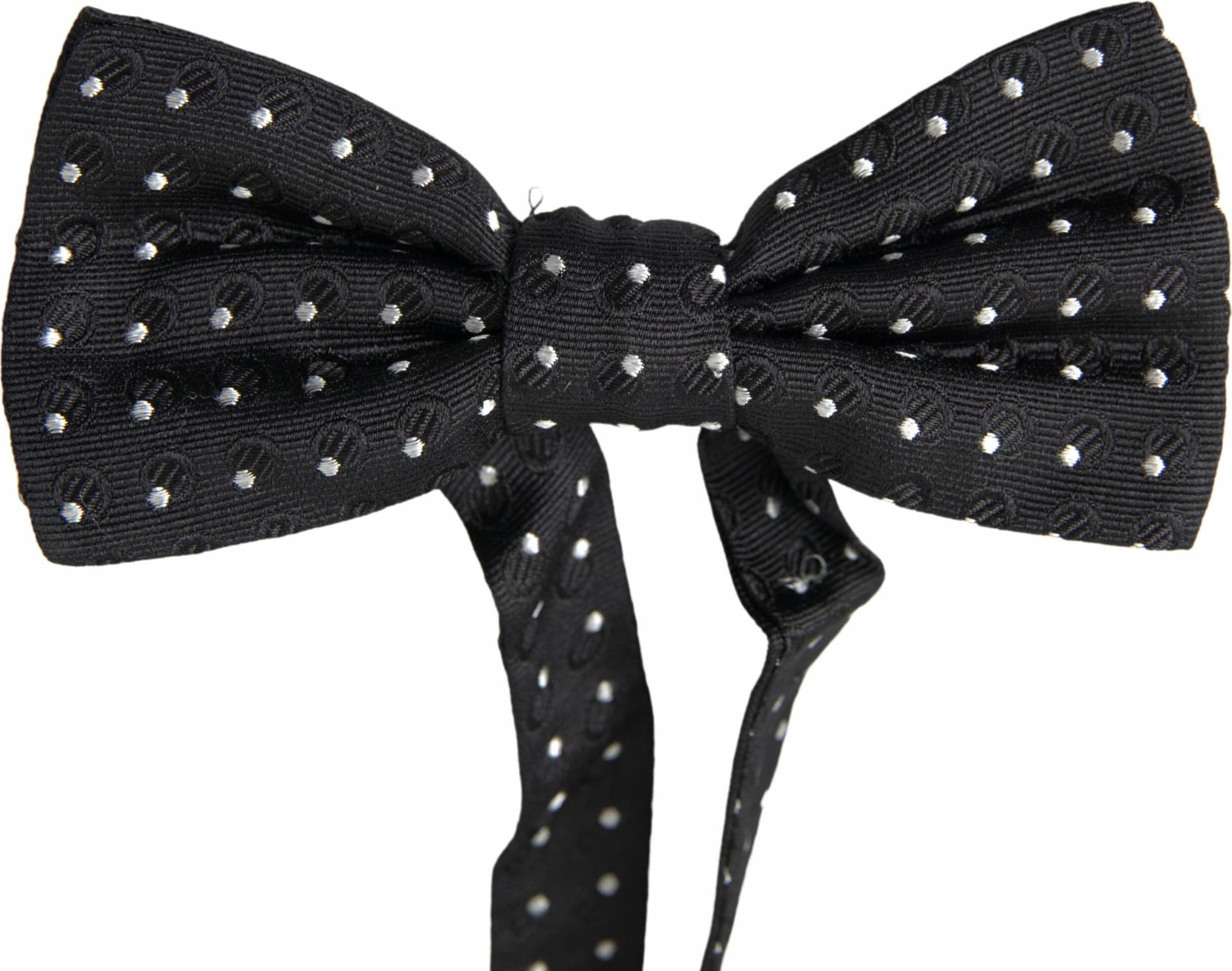Black Polka Dot Silk Adjustable Men Neck Papillon Bow Tie - 3