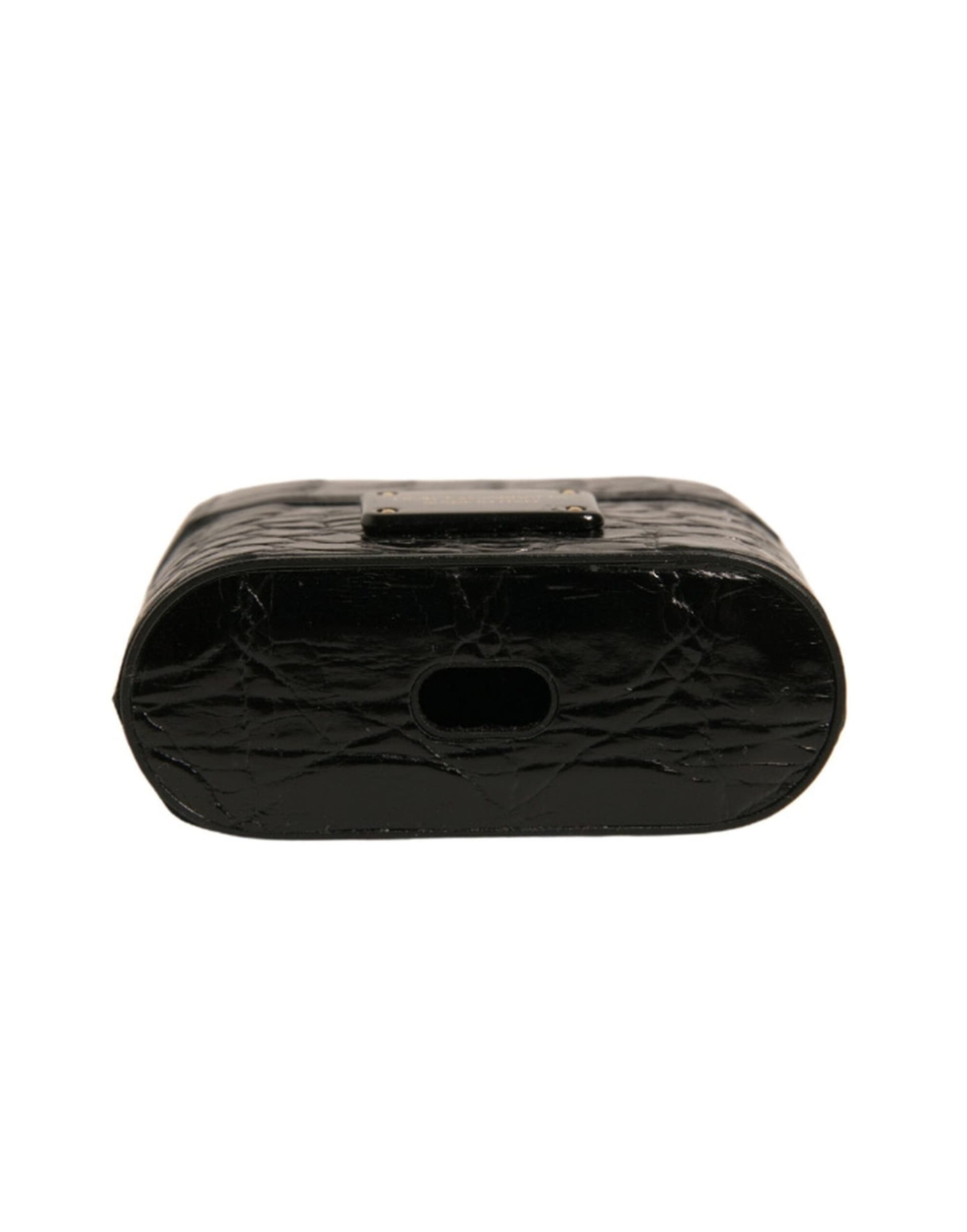 Black Leather Metal Logo Plaque Holder Airpods Case - 5