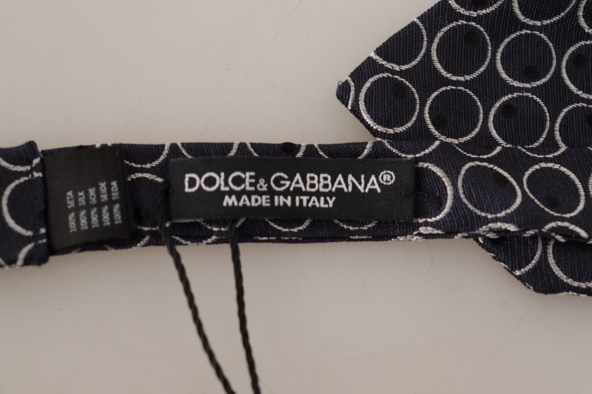 Black White Round 100% Silk Neck Papillon  Tie - 2