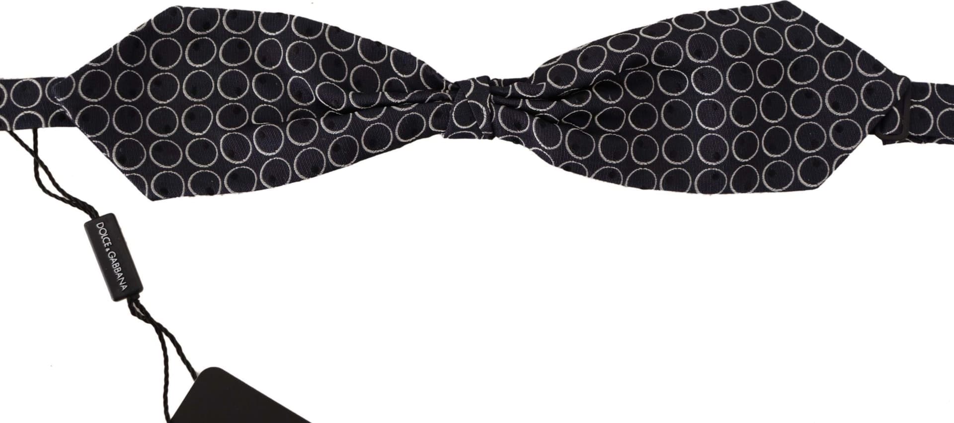 Black White Round 100% Silk Neck Papillon  Tie - 4