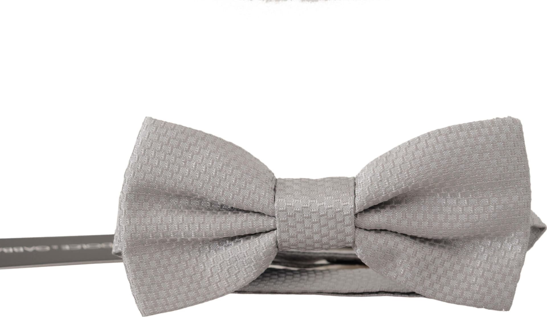 Gray 100% Silk Adjustable Neck Papillon Tie - 2