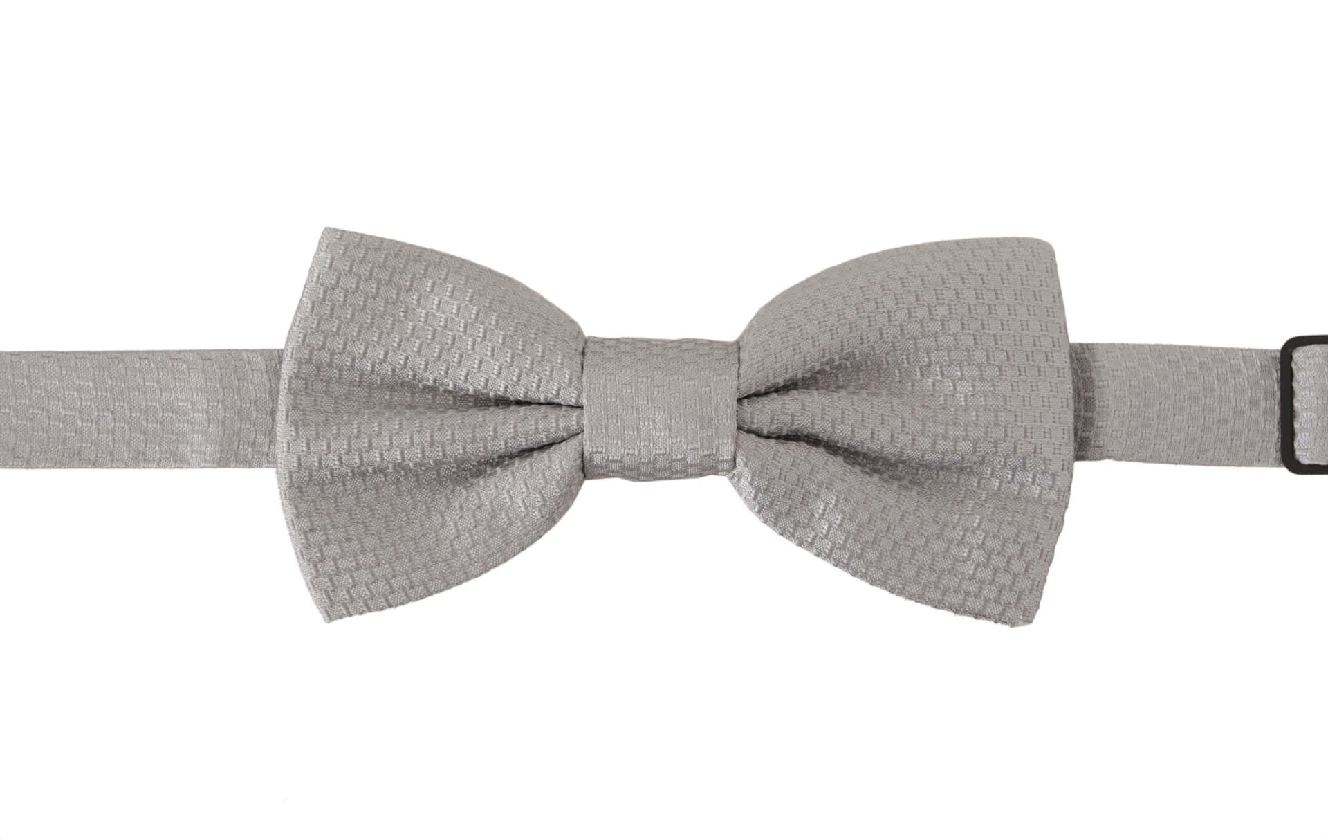 Gray 100% Silk Adjustable Neck Papillon Tie - 6