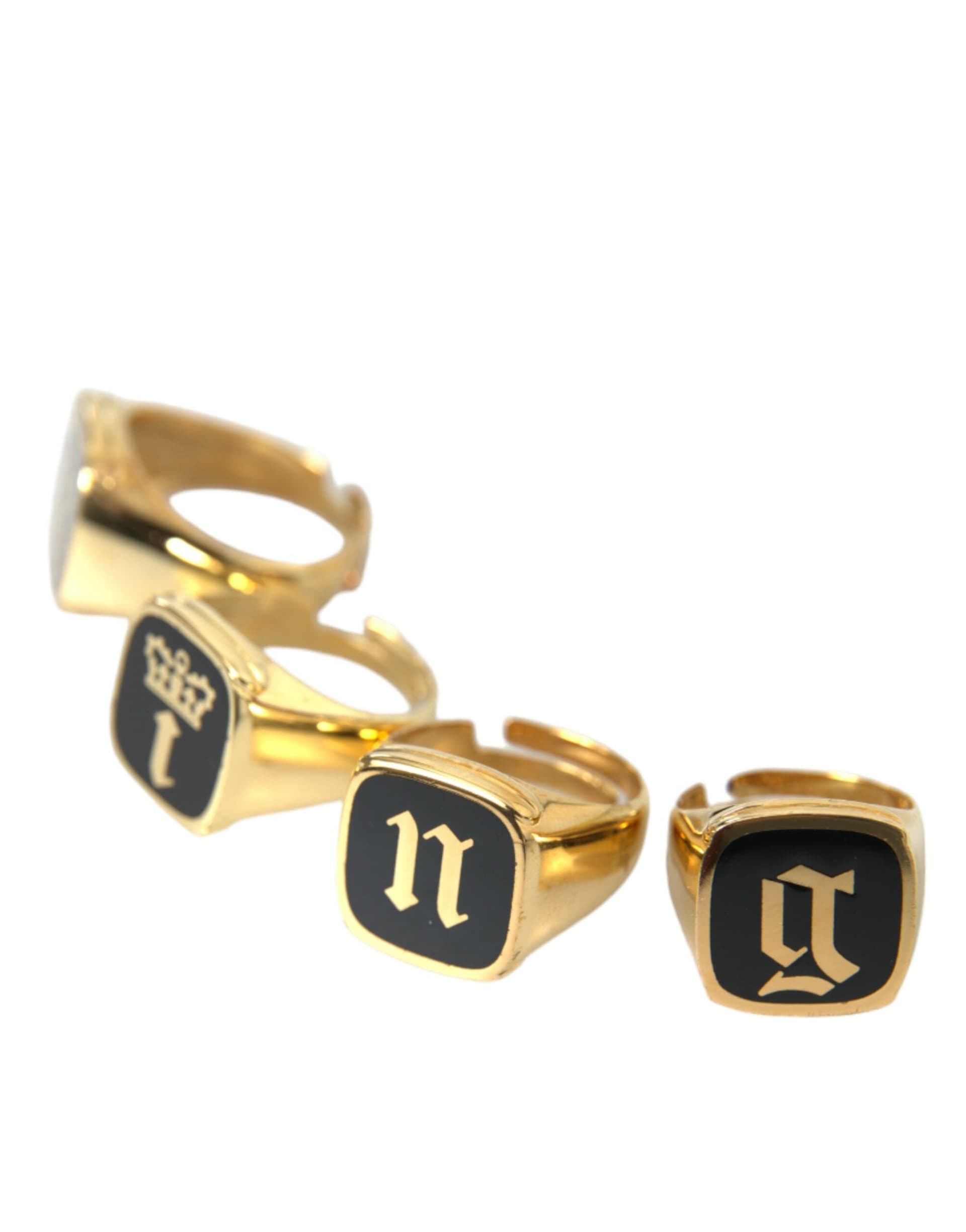 Gold Brass KING Enamel Set of 4 Ring - 4