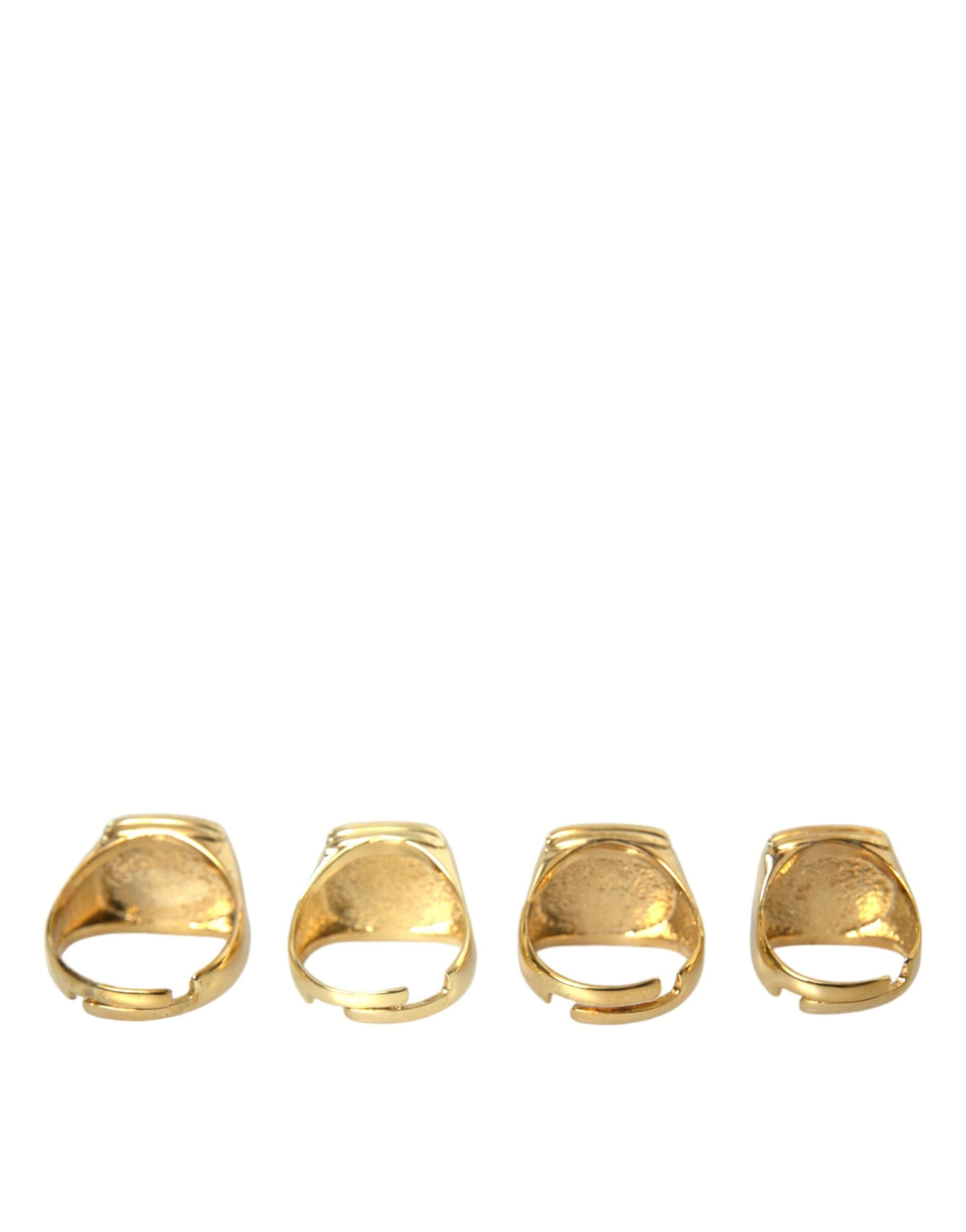 Gold Brass KING Enamel Set of 4 Ring - 5