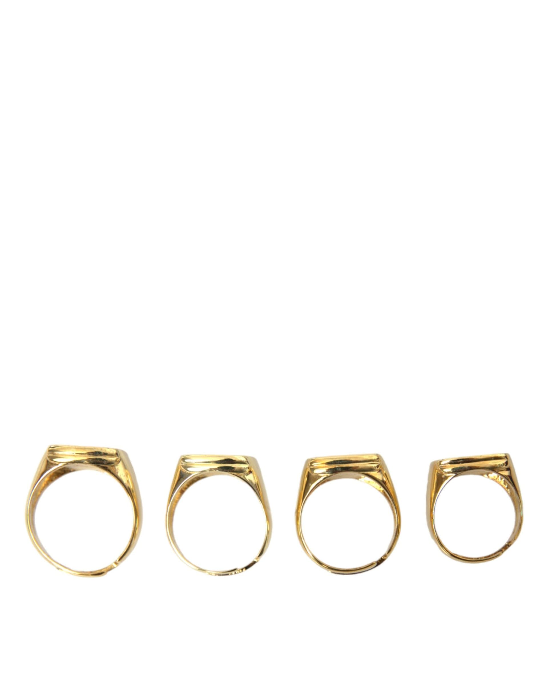 Gold Brass KING Enamel Set of 4 Ring - 6