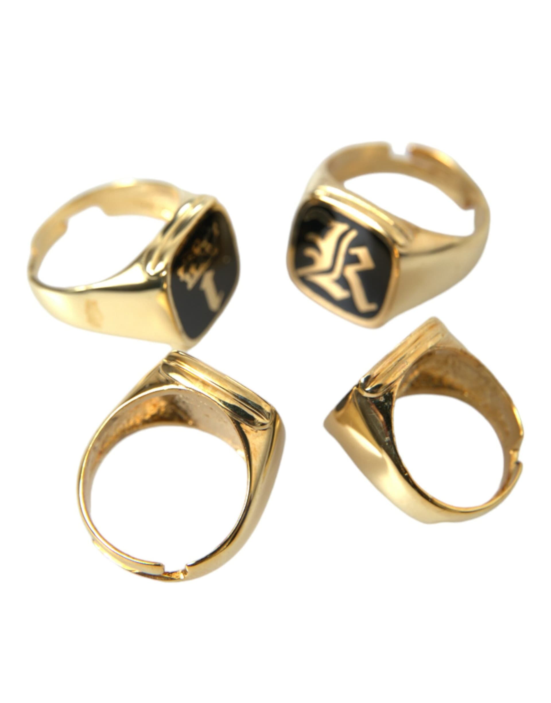 Gold Brass KING Enamel Set of 4 Ring - 7