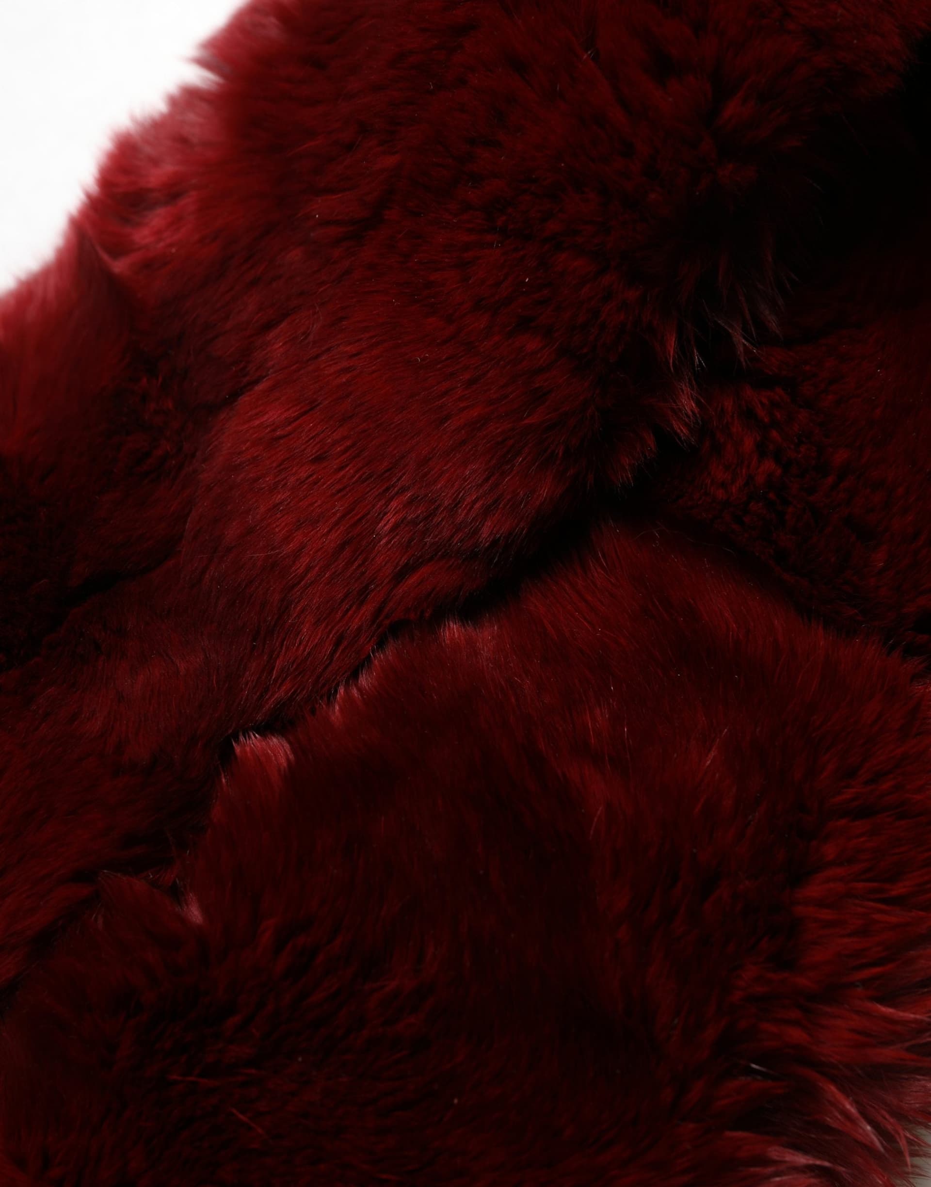 Red Lamb Fur Collar Women Neck Wrap 50cm x 8cm Scarf - 7