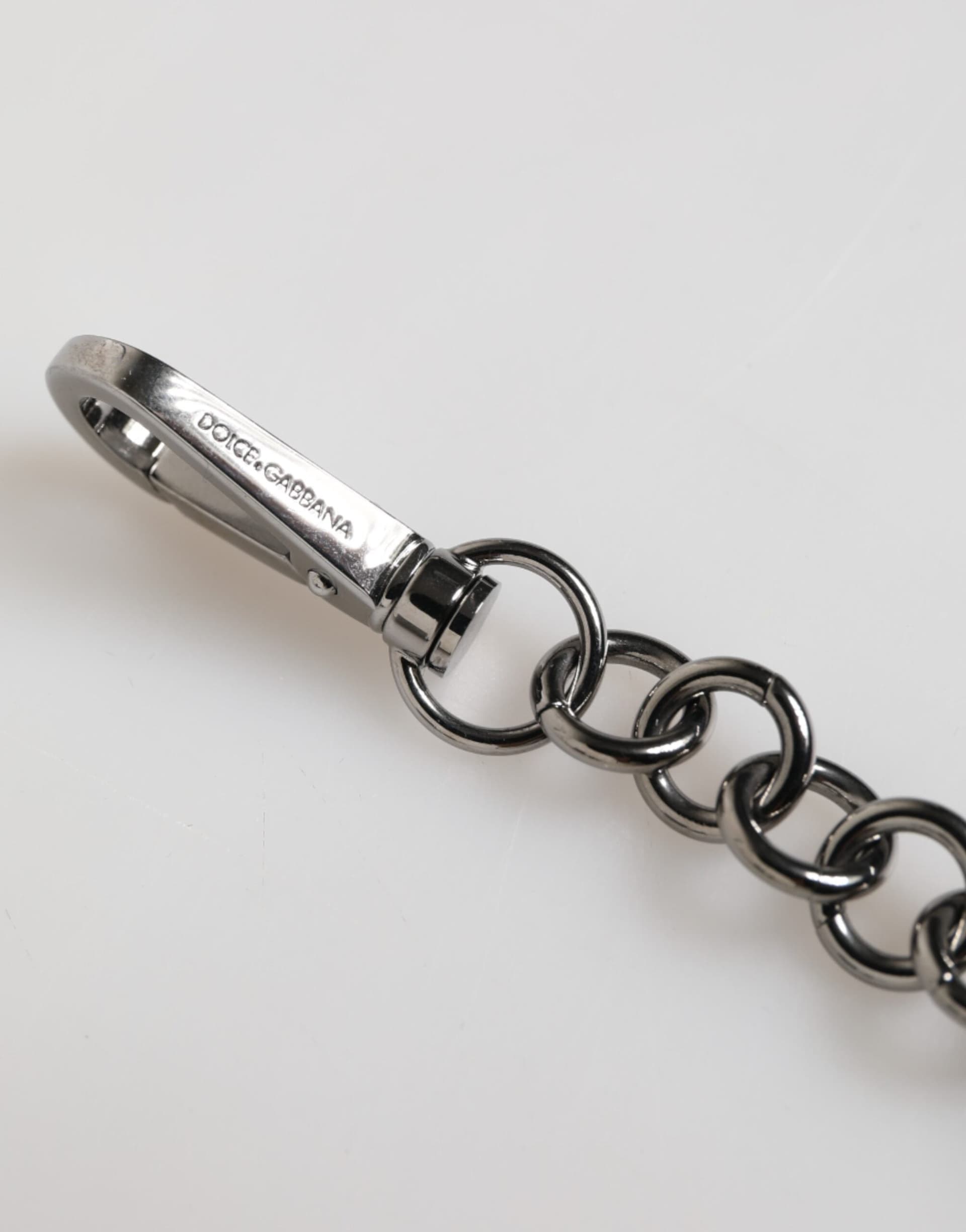 Blue Yellow DG Rubber Logo Silver Men Keychain Keyring - 6