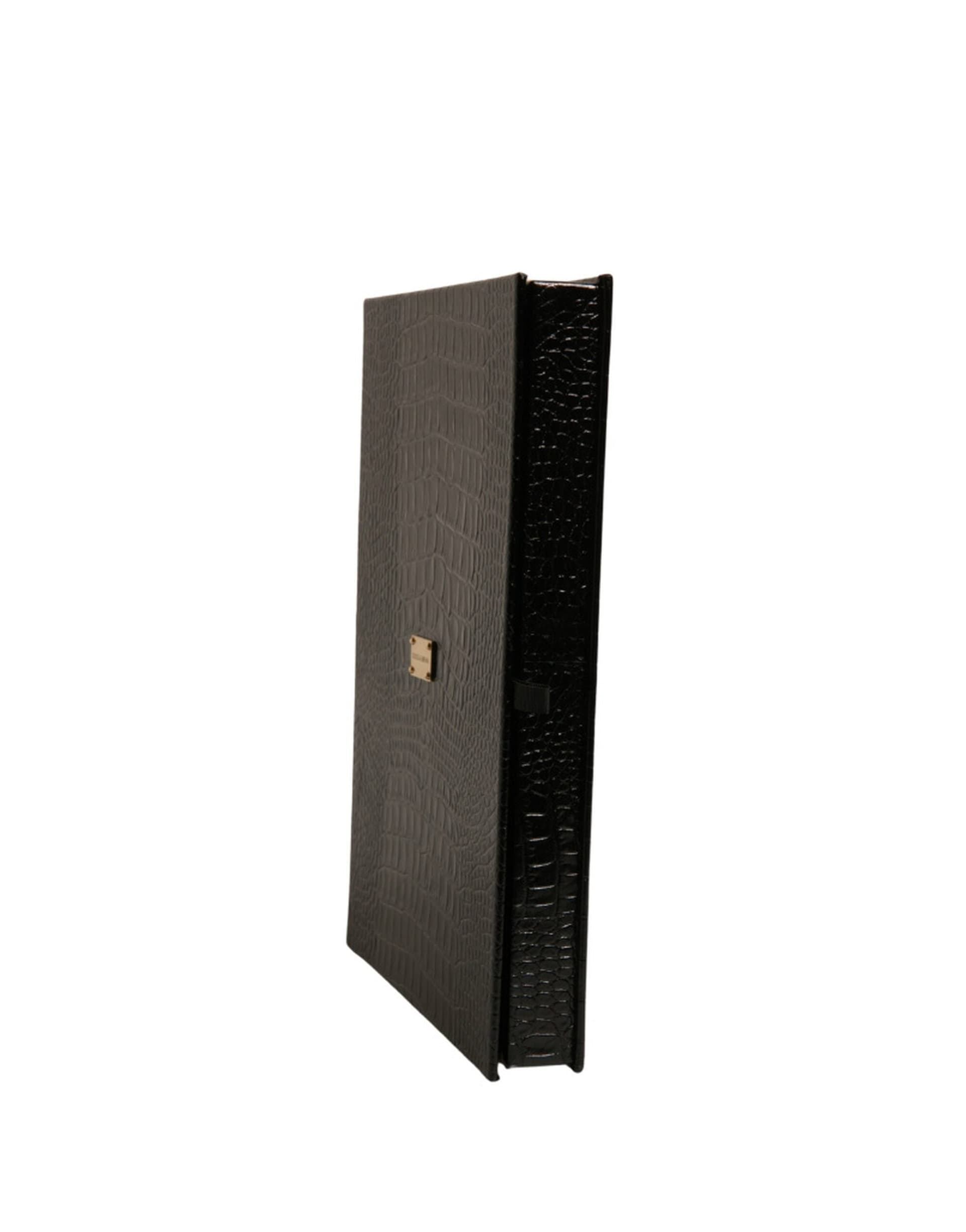 Elegant Black Leather Logo Plaque Holder Catalogue Case - 3