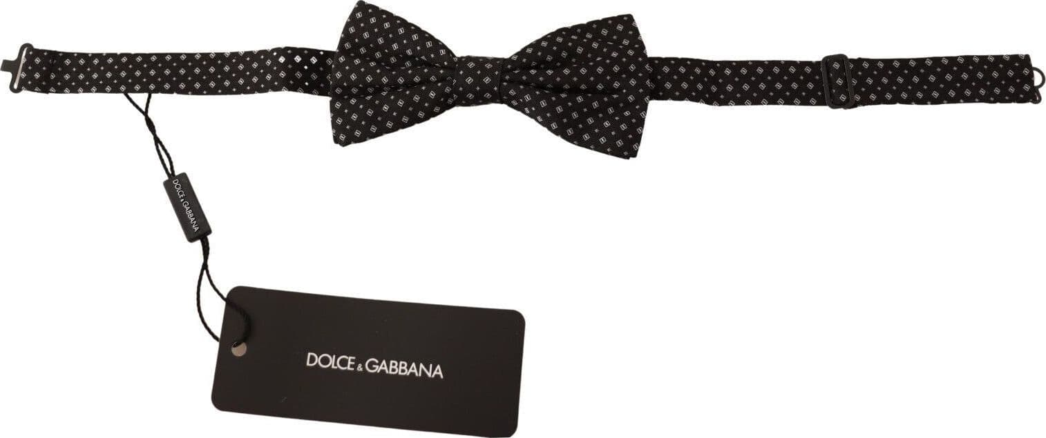Black 100% Silk Adjustable Neck Papillon Tie - 2