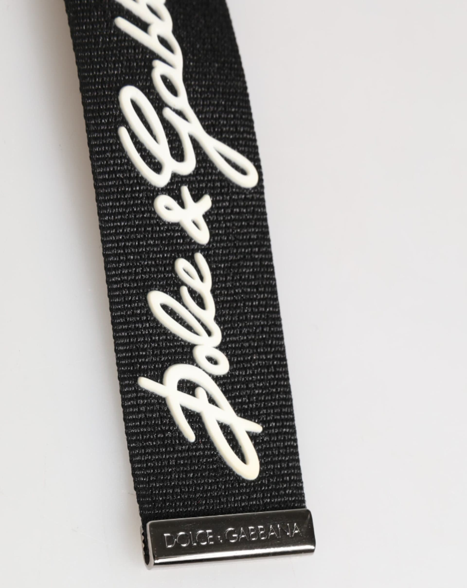 Black White Polyester DG Logo Silver Men Keychain Keyring - 3