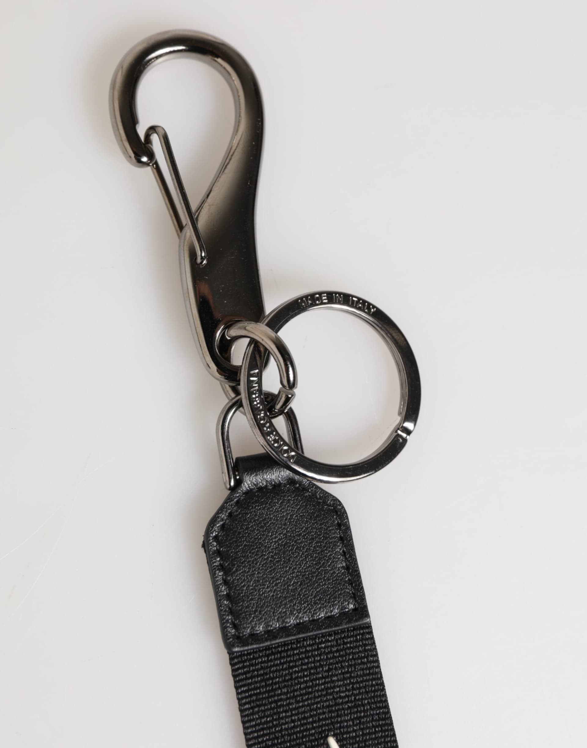 Black White Polyester DG Logo Silver Men Keychain Keyring - 4