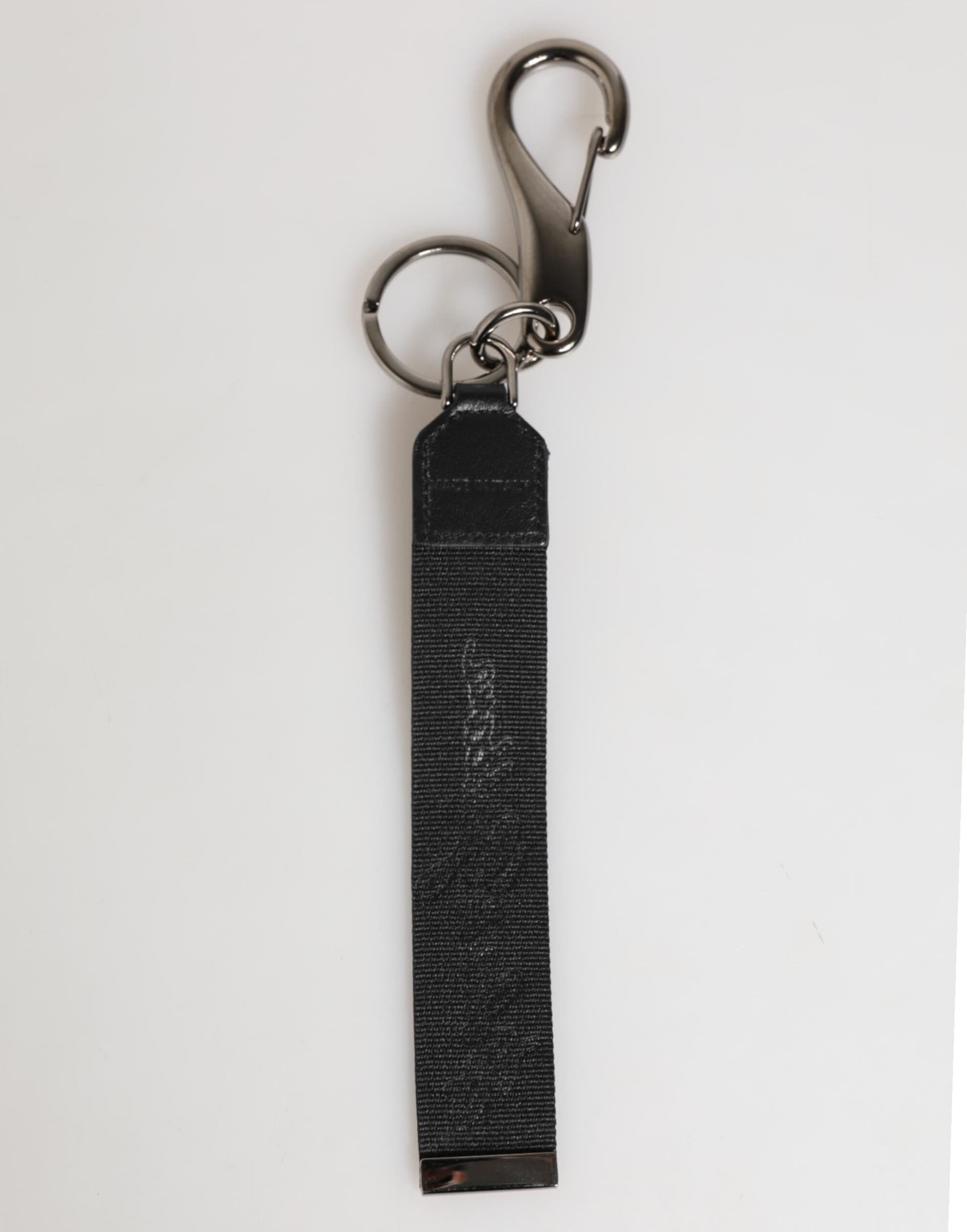 Black White Polyester DG Logo Silver Men Keychain Keyring - 6