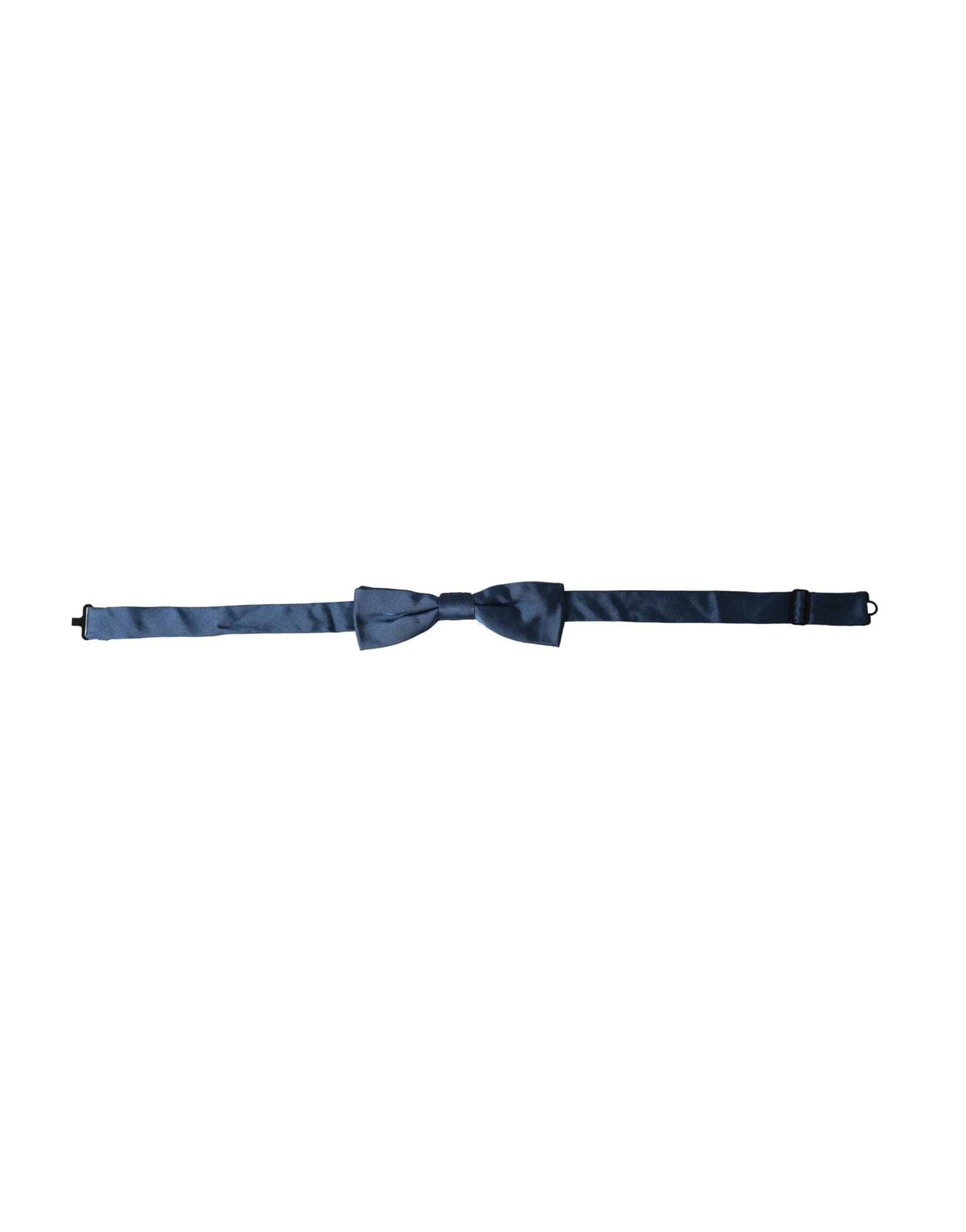 Blue Satin Silk Adjustable Neck Men Bow Tie - 2