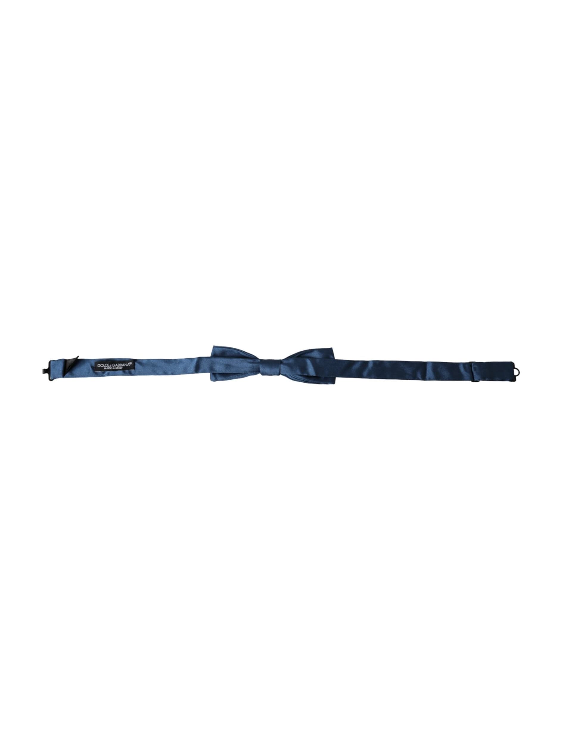 Blue Satin Silk Adjustable Neck Men Bow Tie - 4