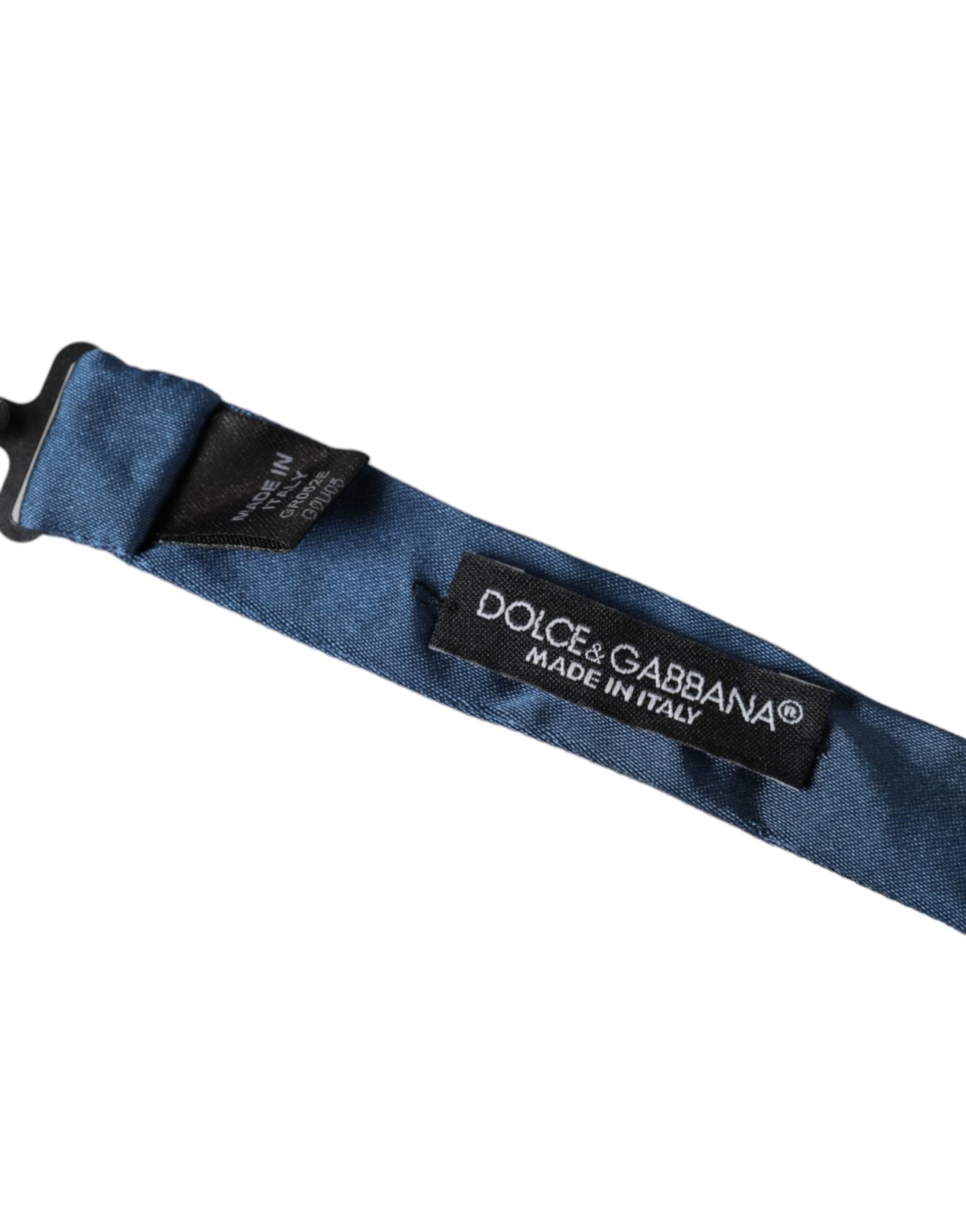 Blue Satin Silk Adjustable Neck Men Bow Tie - 5