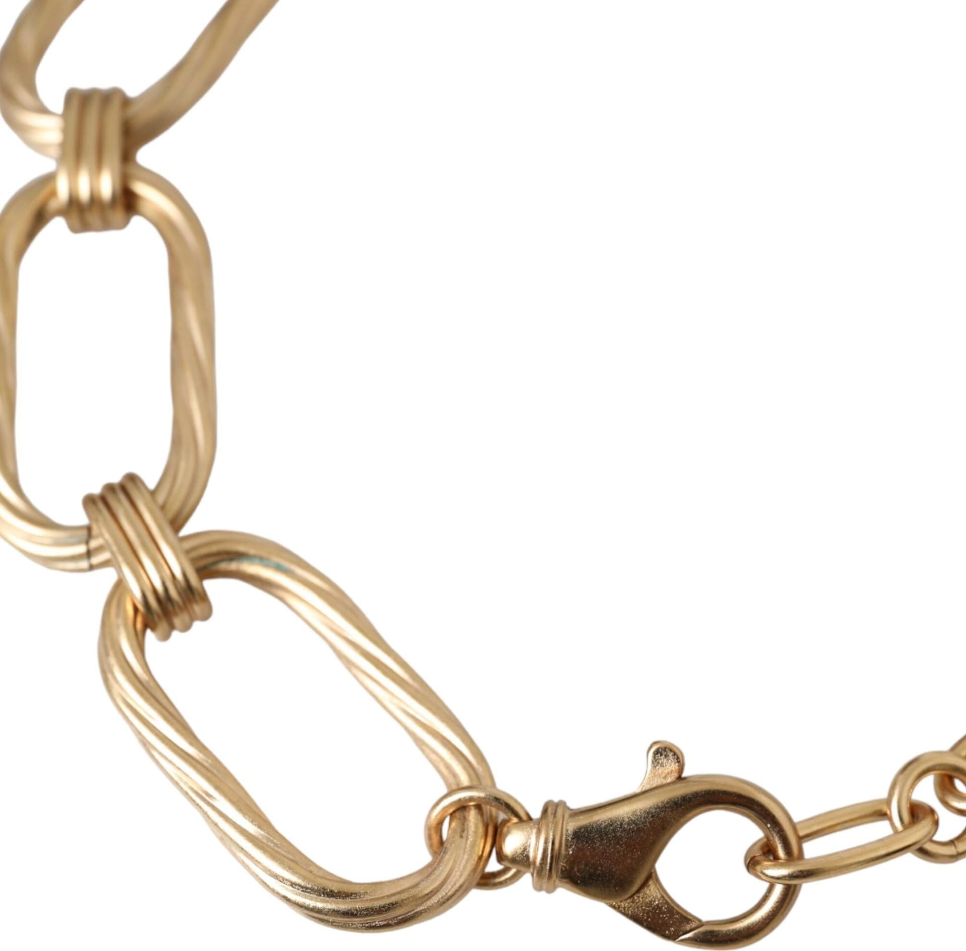 Gold Tone Brass Large Link Chain Jewelry Necklace - 3