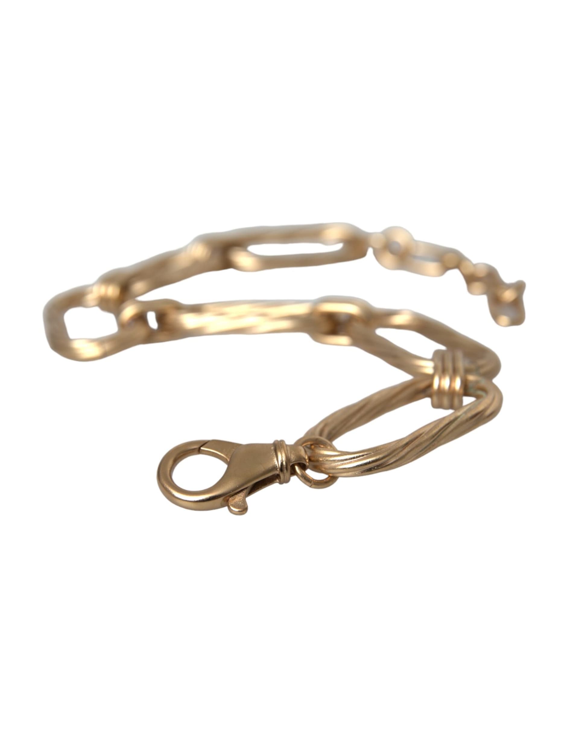 Gold Tone Brass Large Link Chain Jewelry Necklace - 5
