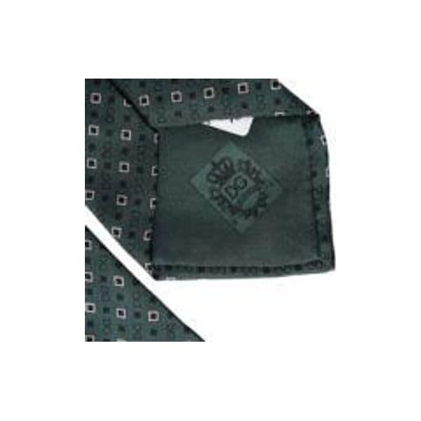 Green Silk Branded Logo Adjustable Men Tie - 6