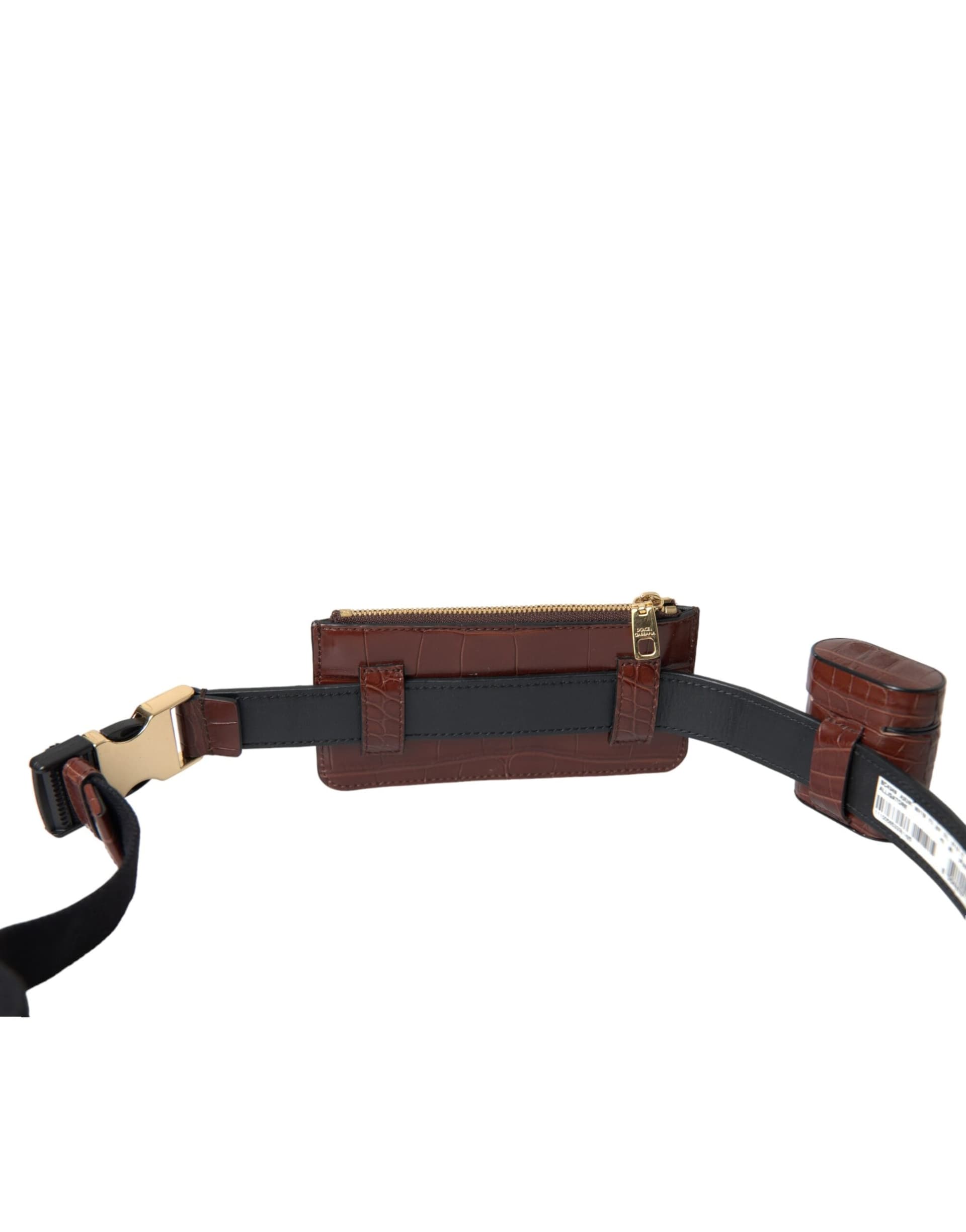 Brown Alligator Leather Airpods Case Coin Purse Wallet - 6
