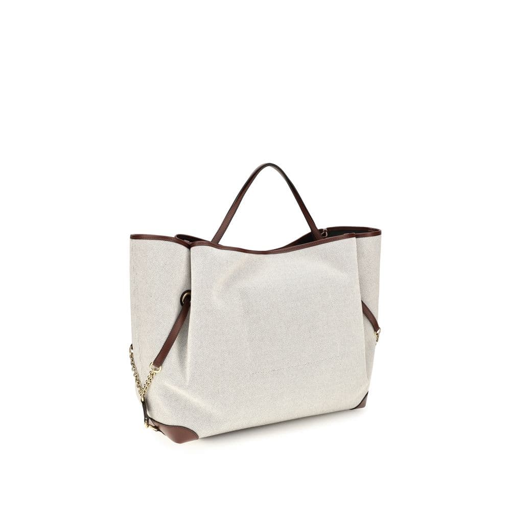 Beige Cotton Shoulder Bag - 3
