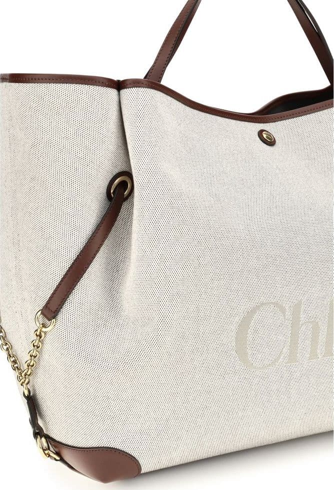 Beige Cotton Shoulder Bag - 4