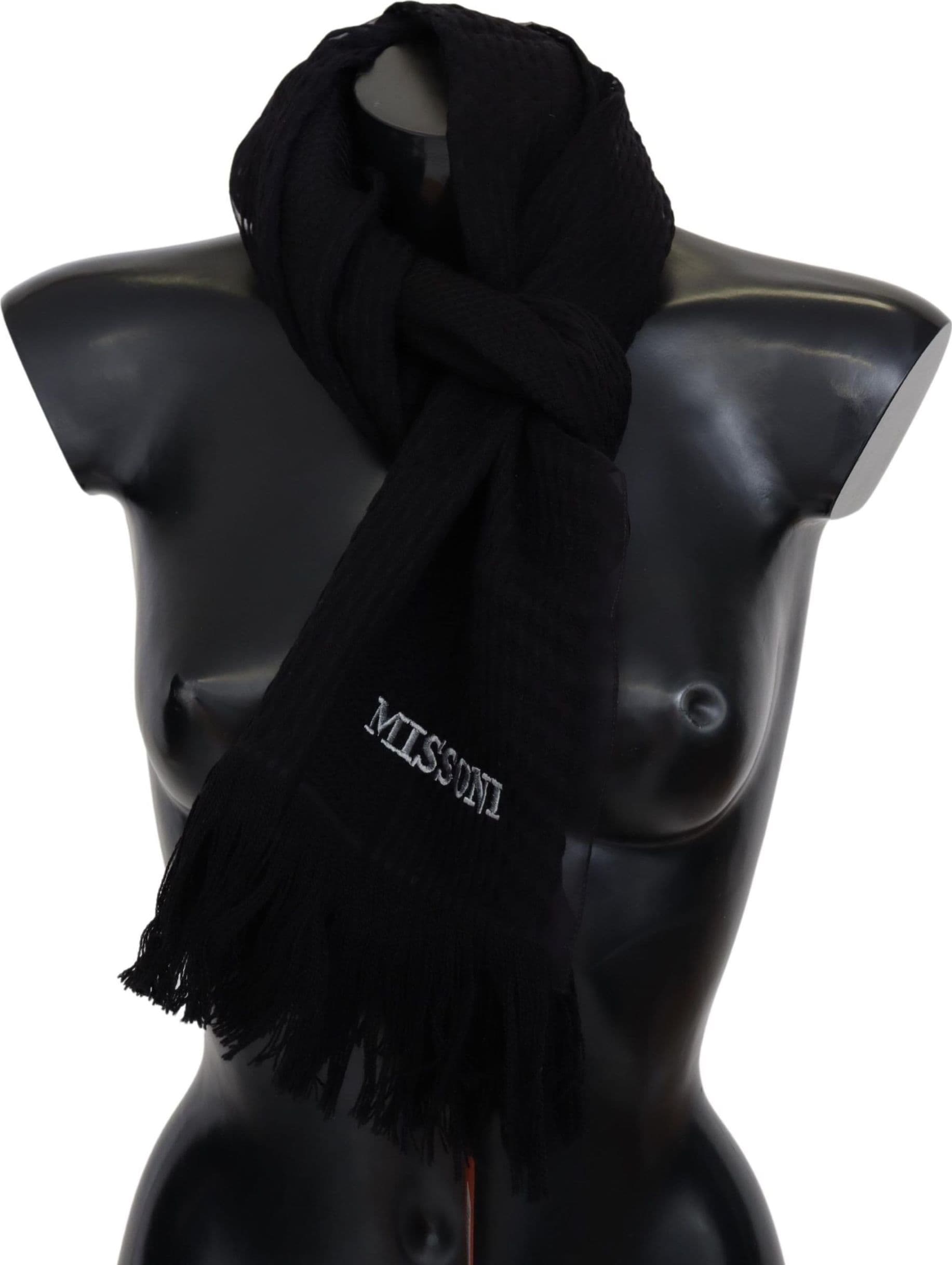 Black Wool Unisex Neck Warmer Wrap Scarf - 2