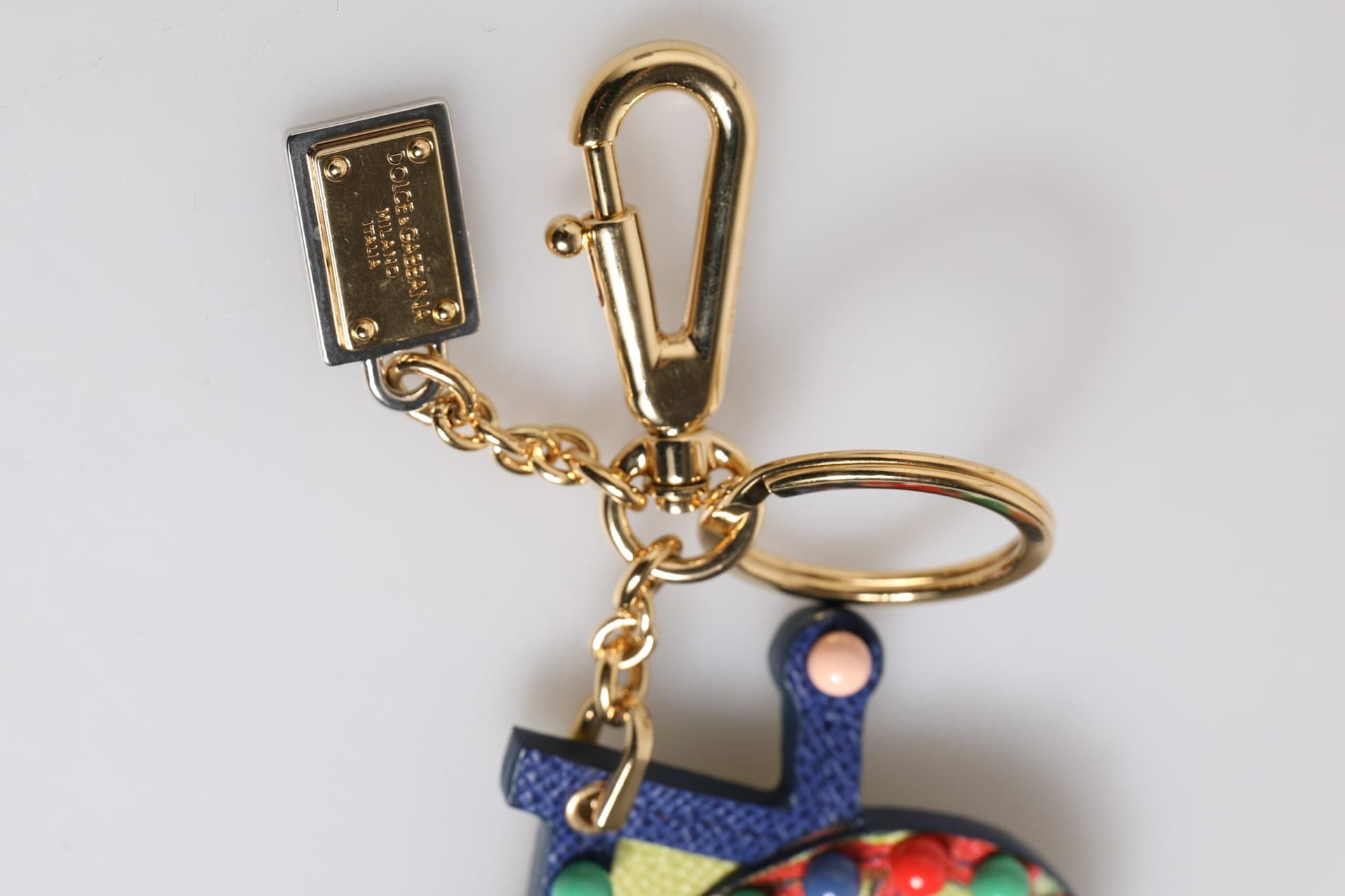 Multicolor Gold Tone Carretto Keychain Keyring - 5