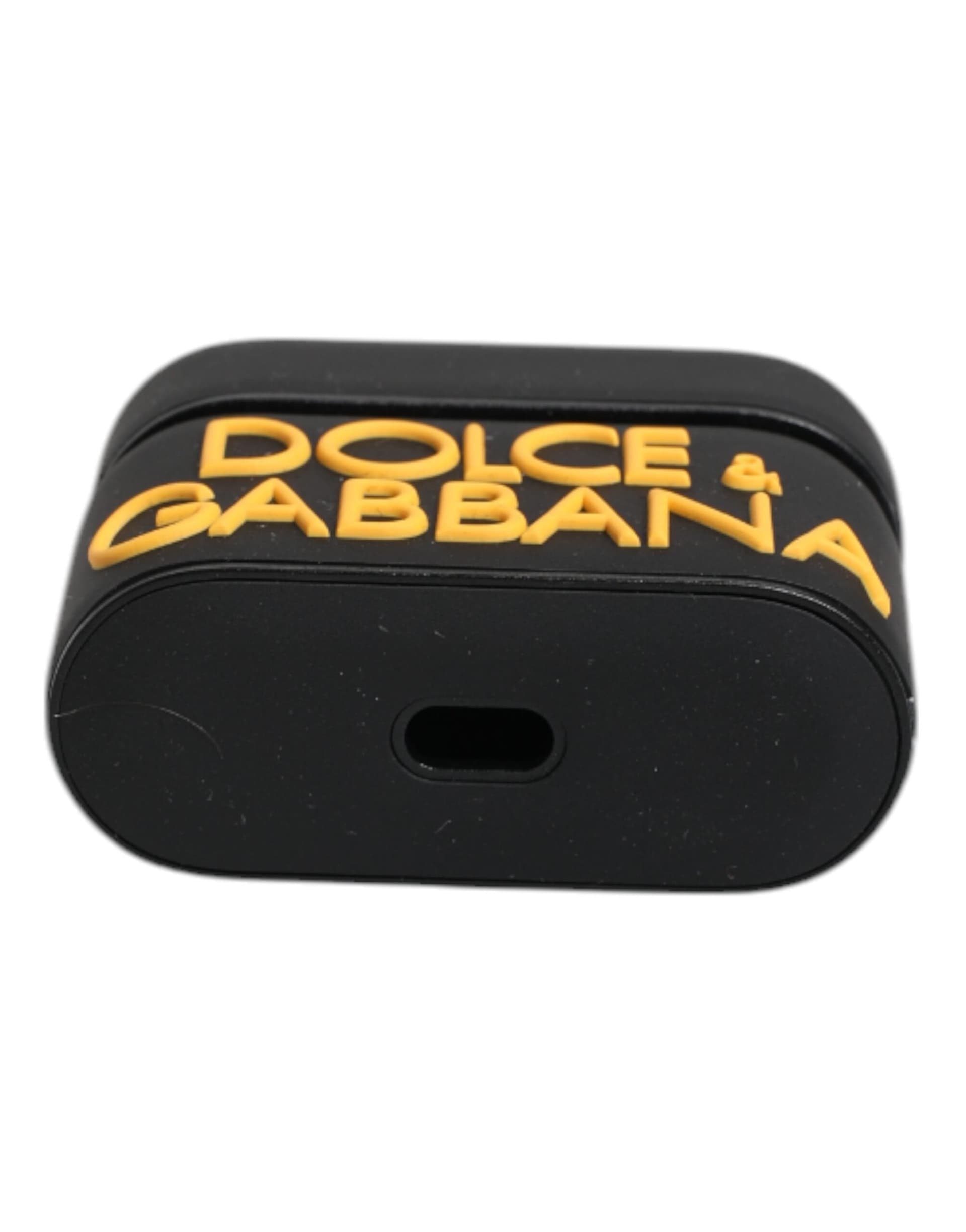 Black Yellow Silicone Embossed Logo Airpods Case - 5