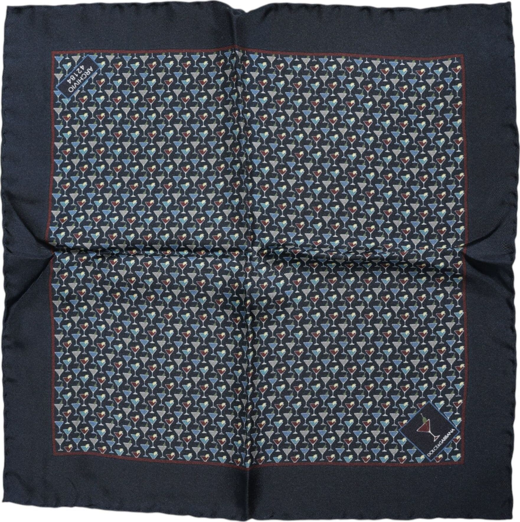 Blue Cocktail Silk Square Foulard Scarf - 2