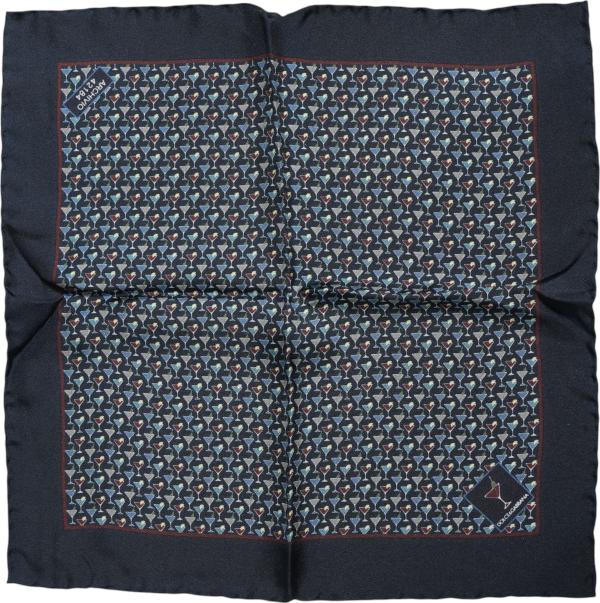 Blue Cocktail Silk Square Foulard Scarf - 3